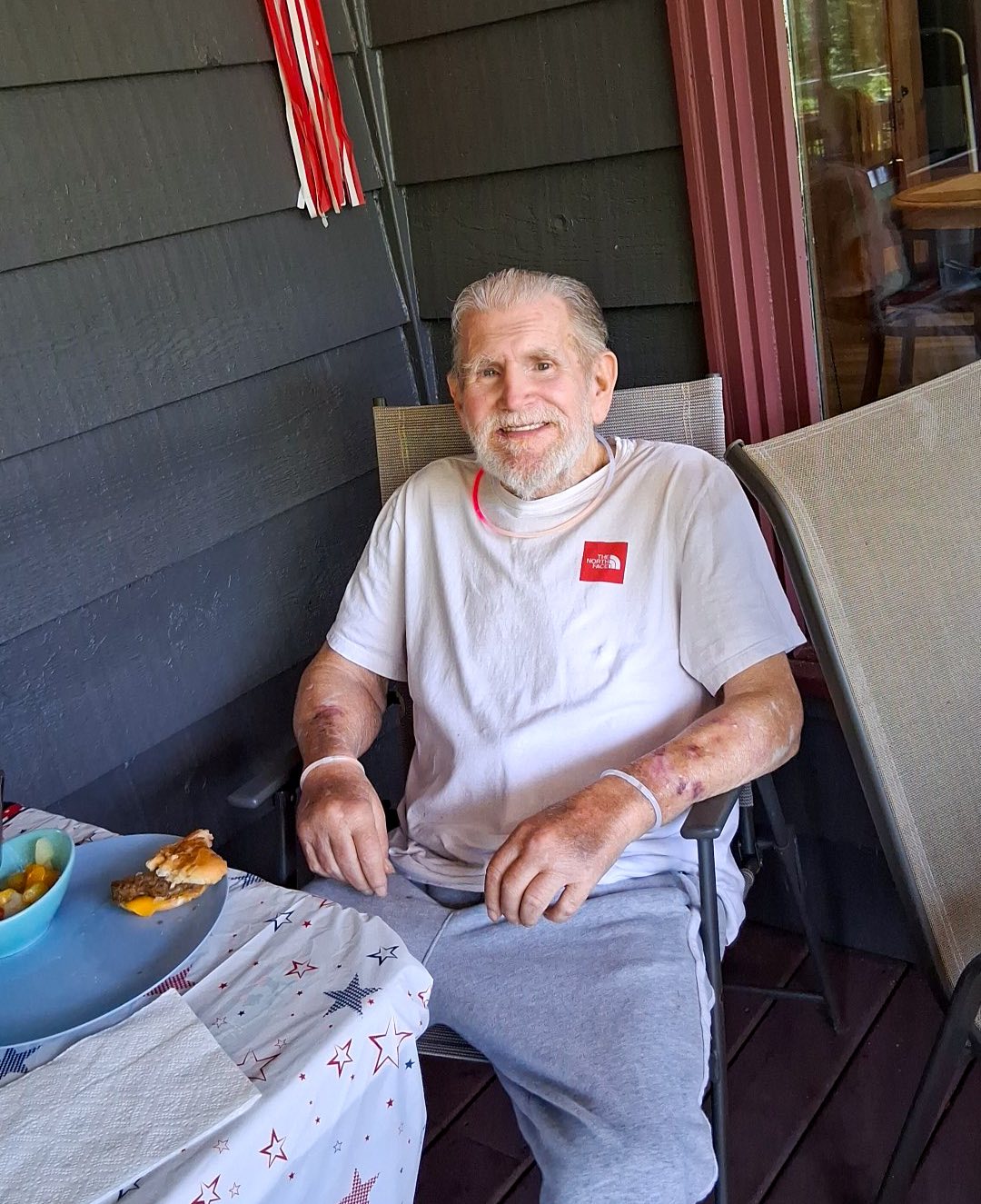 A resident relaxing outside