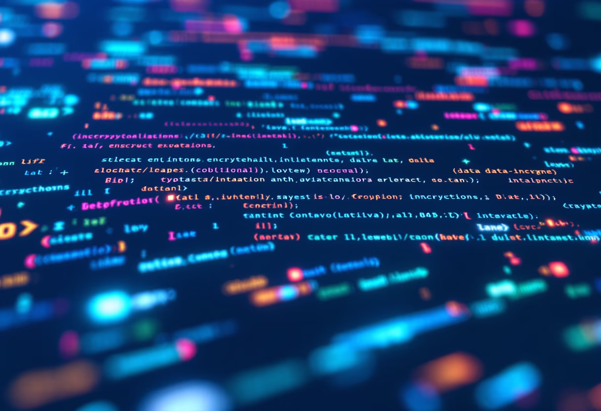 [interface] blockchain development coding interface filled the entire background (for a blockchain and cryptocurrency business)