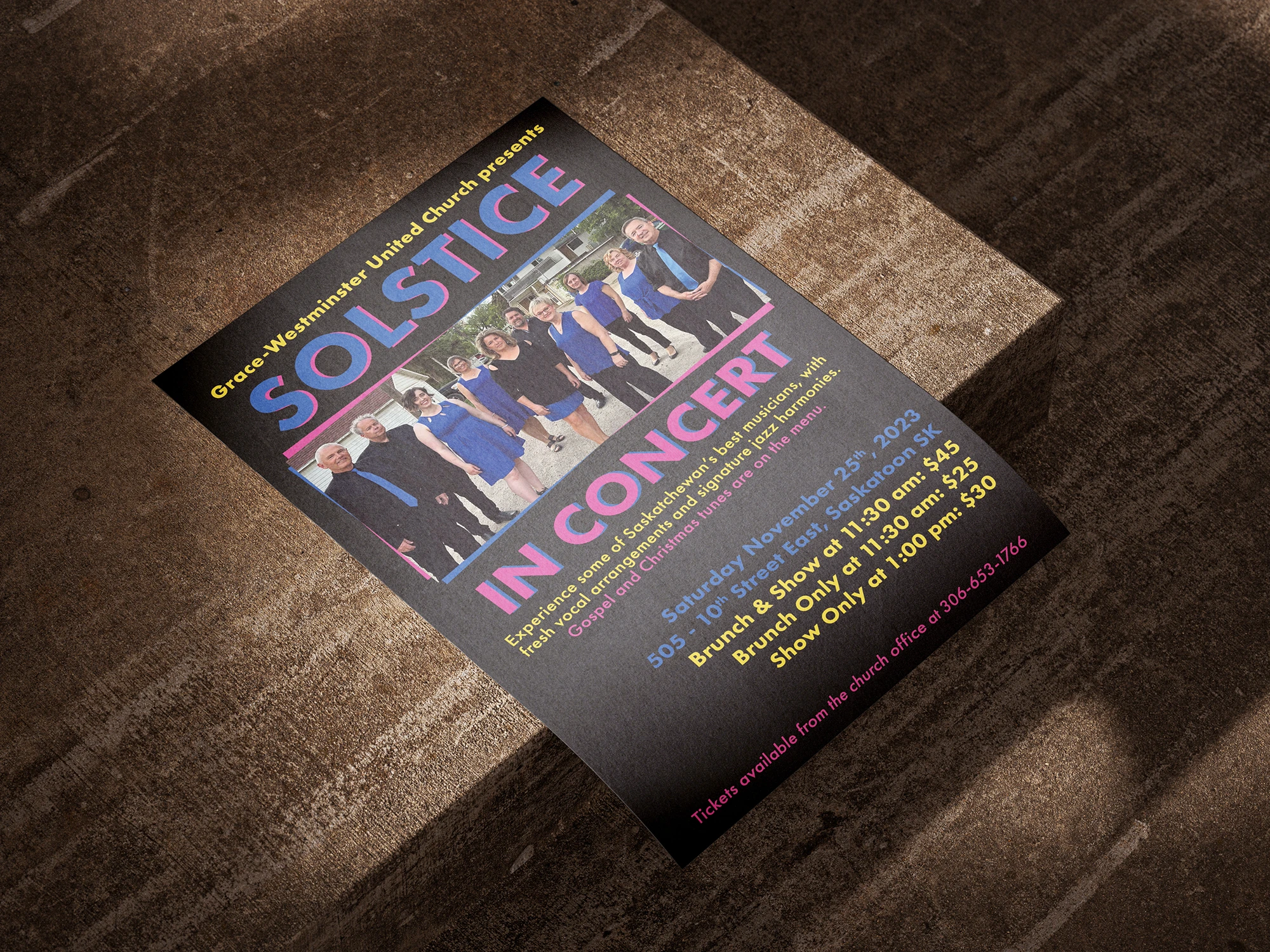 Solstice gig poster on table