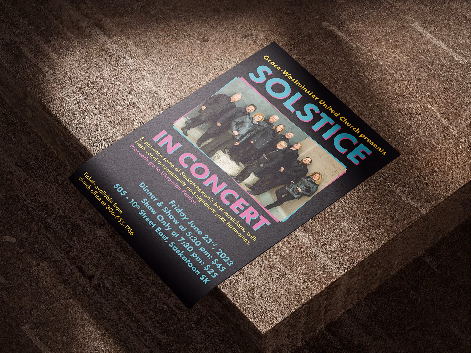 Solstice gig poster on table