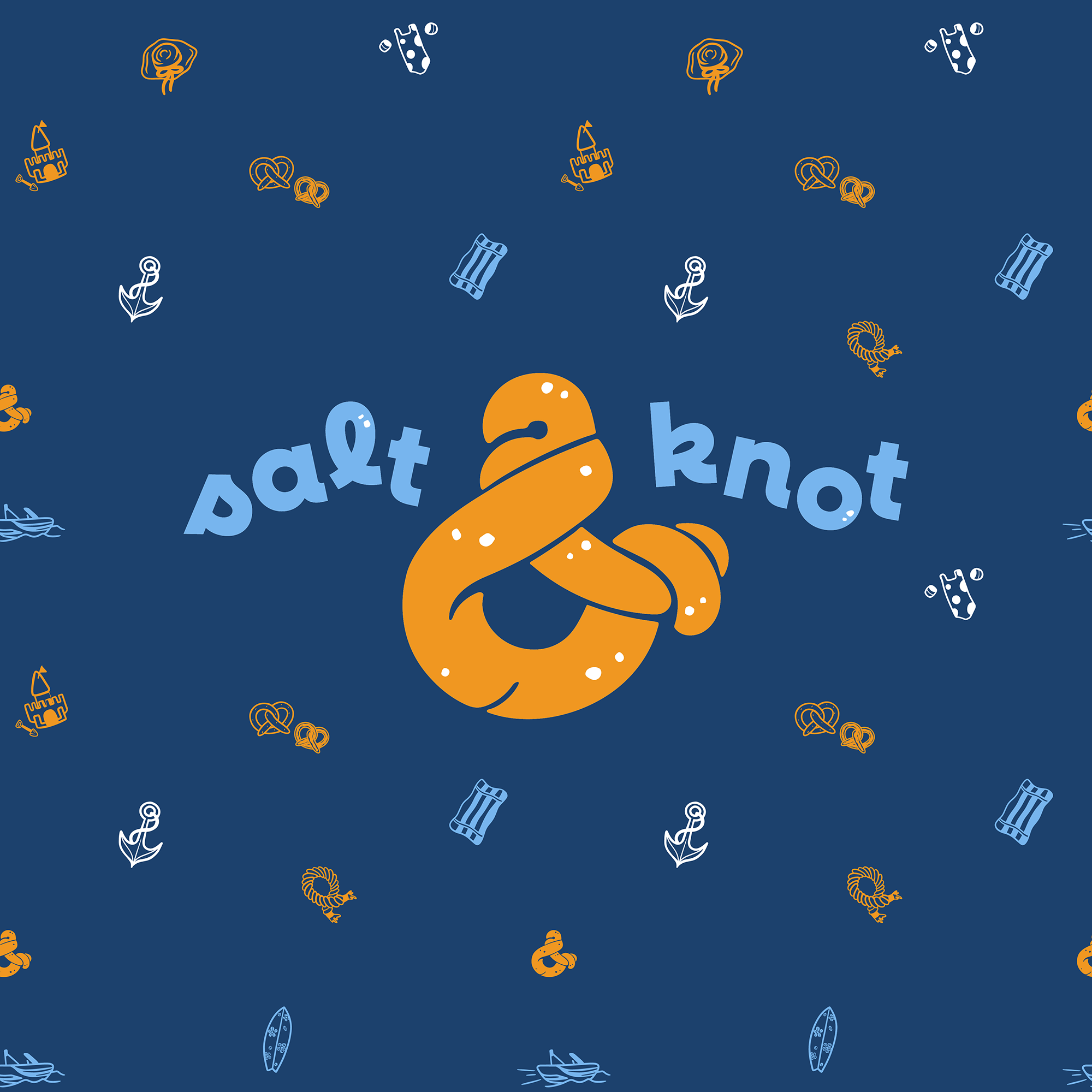 Salt & Knot Logo with beach illustrations