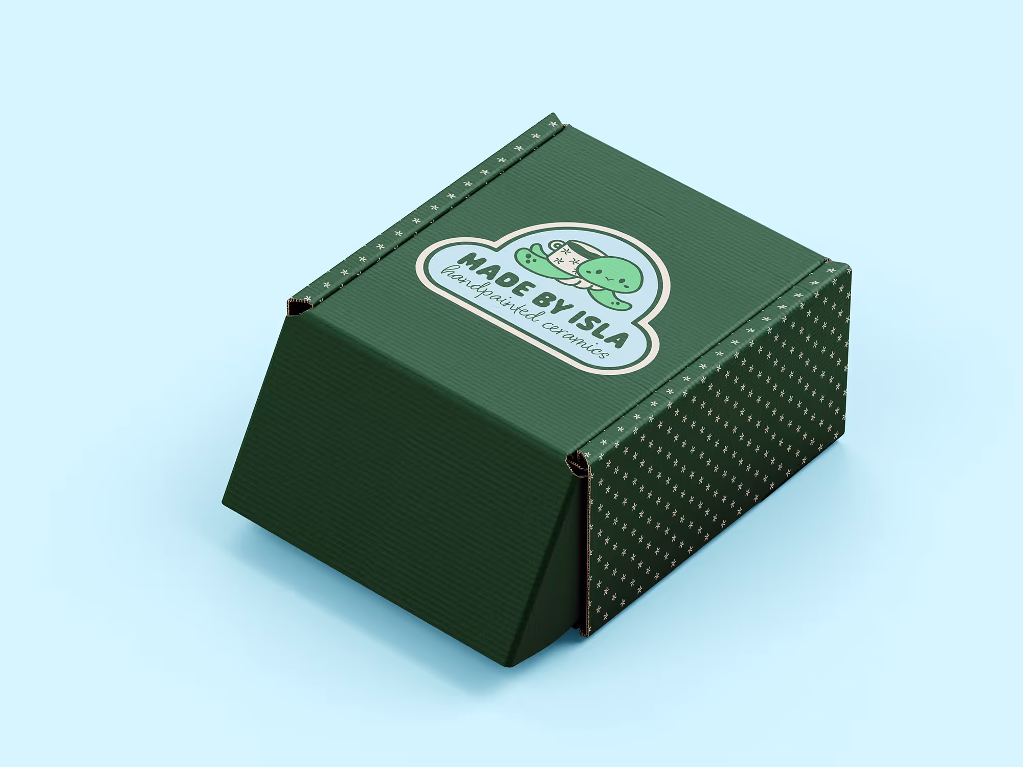 Made by Isla logo on box with star pattern