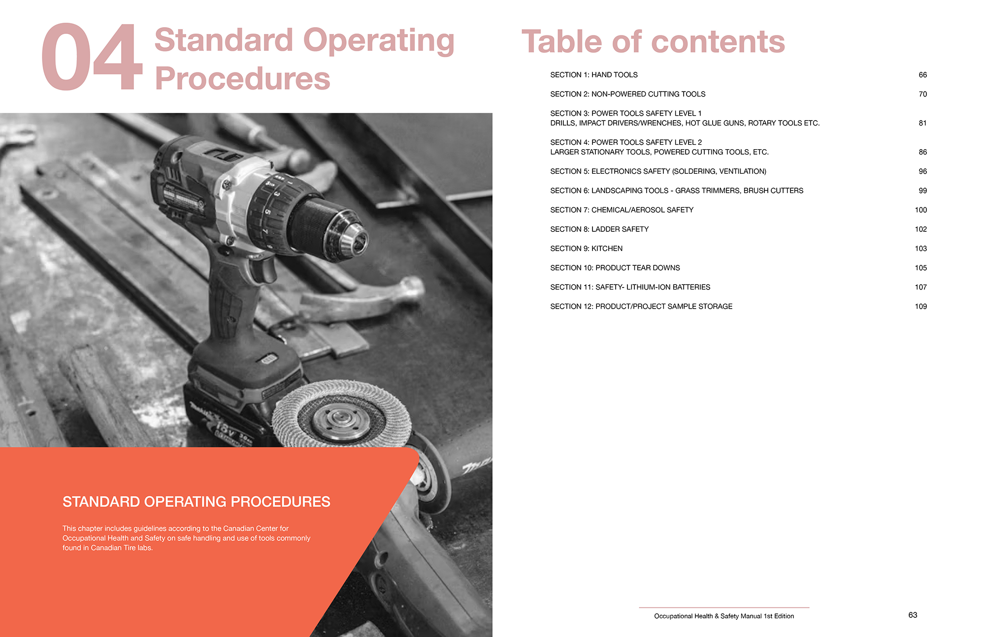 Sample spread from Canadian Tire safety manual