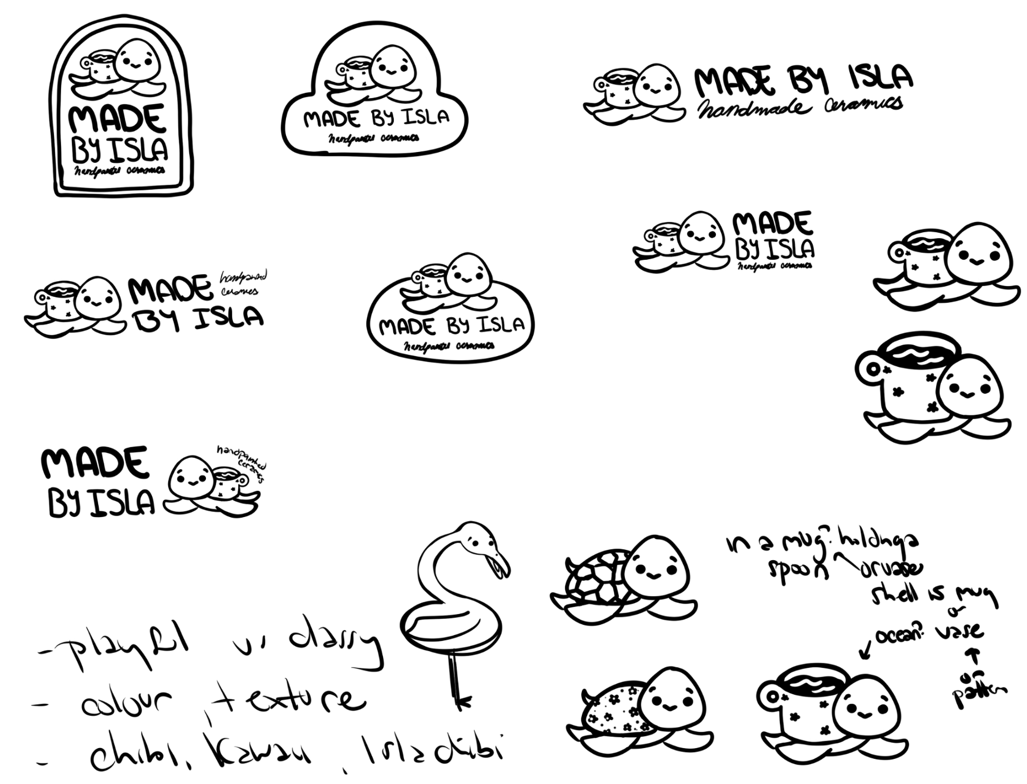 Made by Isla rough logo drafts