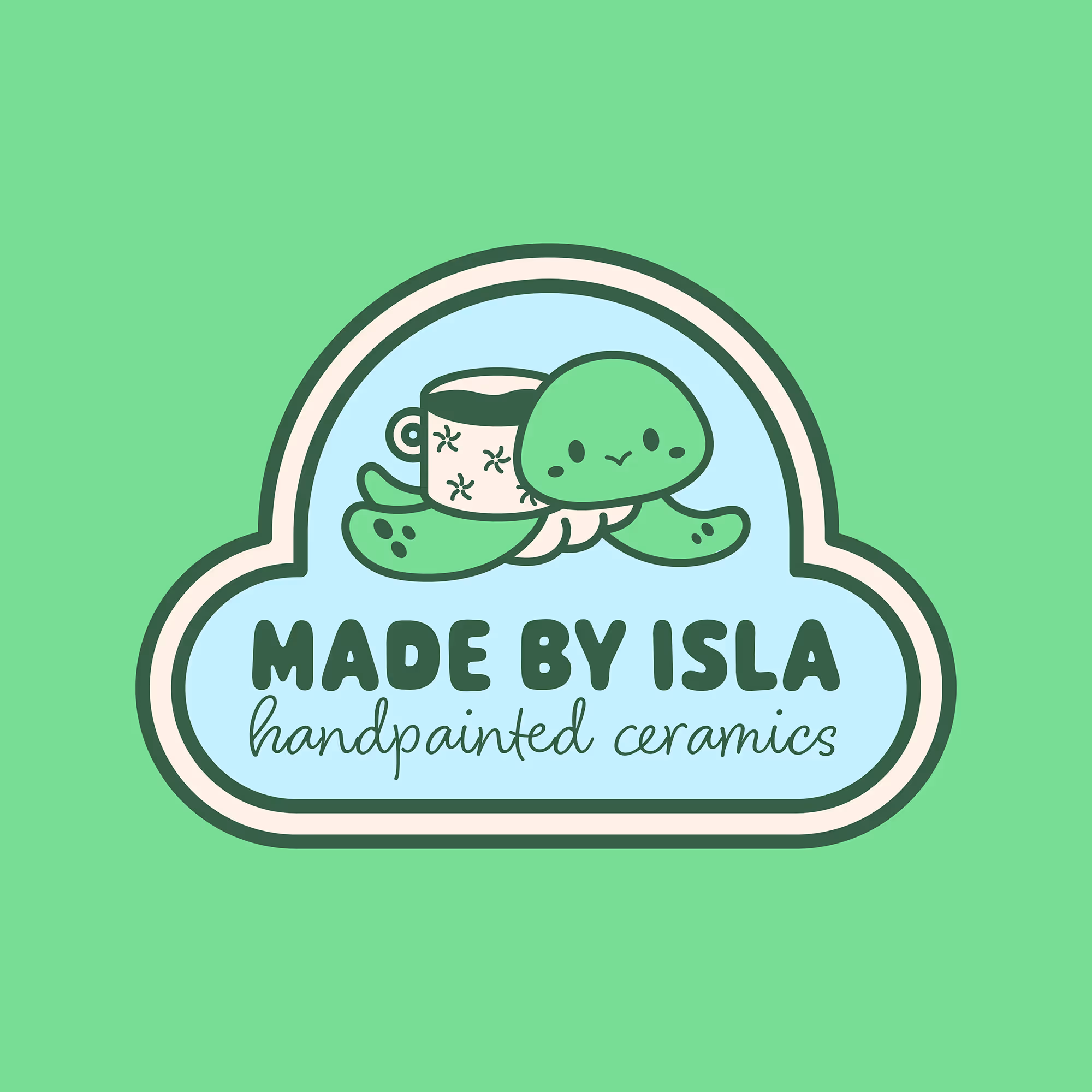 Made by Isla logo featuring turtle
