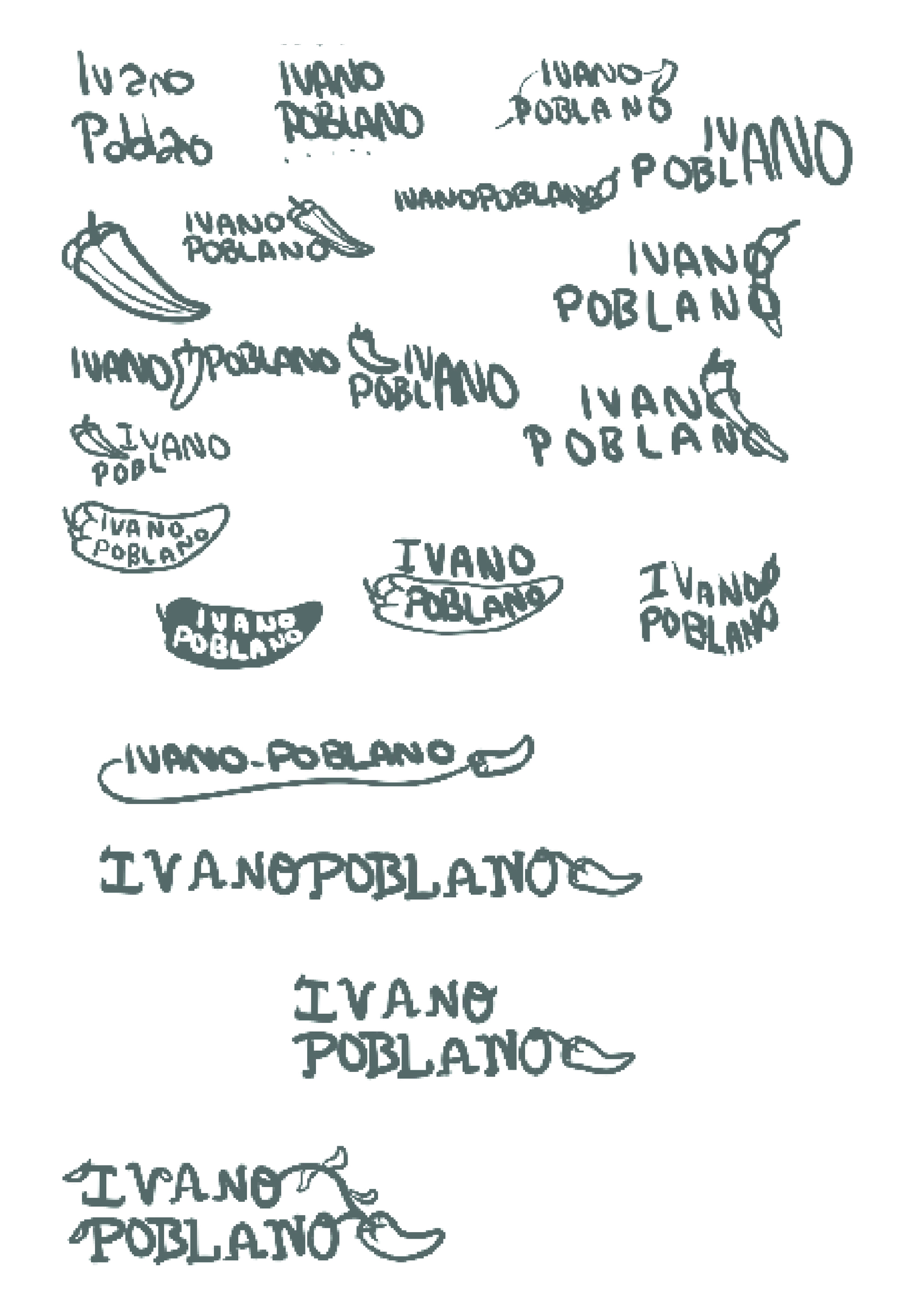 Ivano Poblano rough logo drafts
