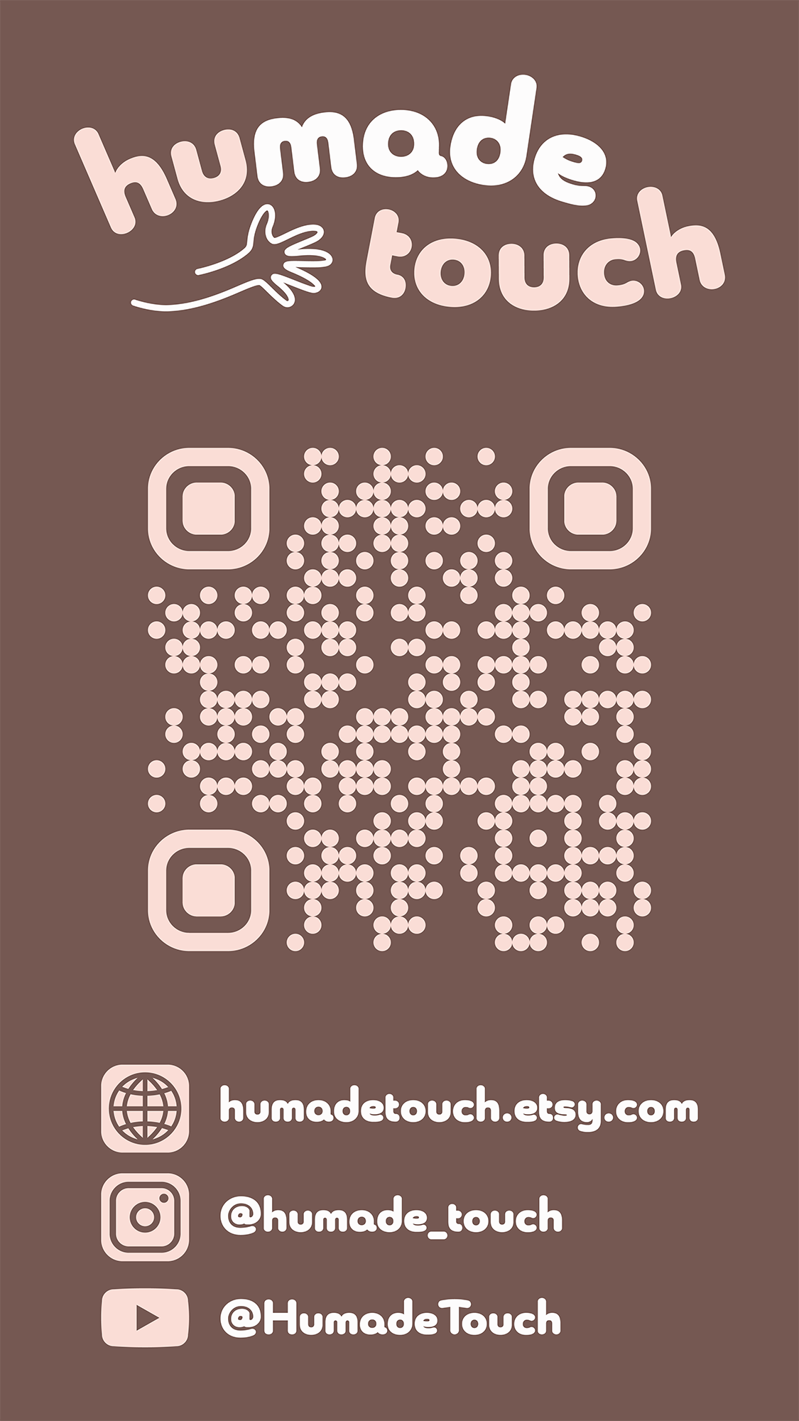Humade Touch branding: social media links