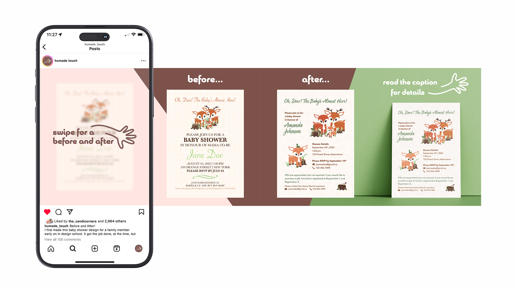 Instagram mockup of before and after design