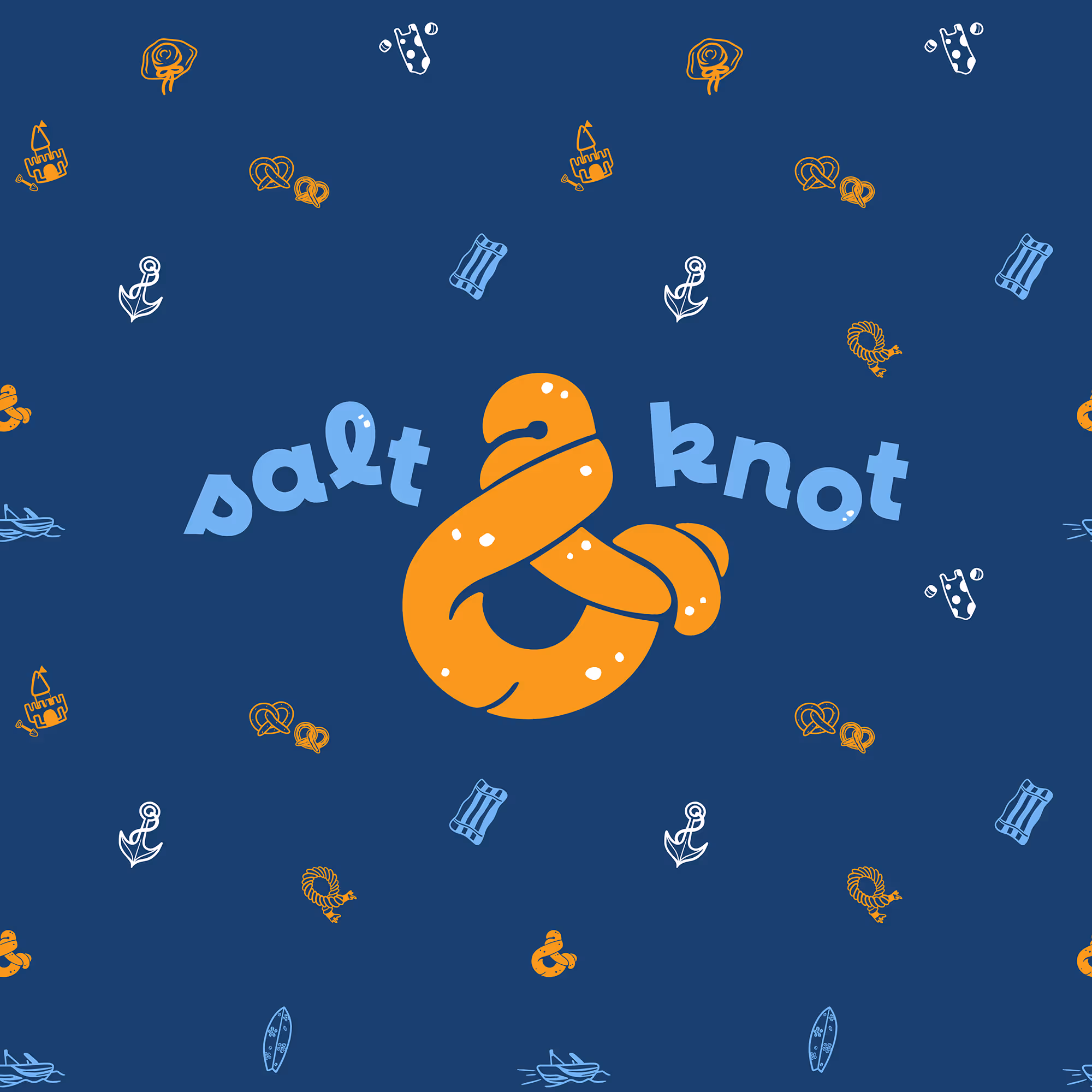 Salt & Knot Logo with beach illustrations
