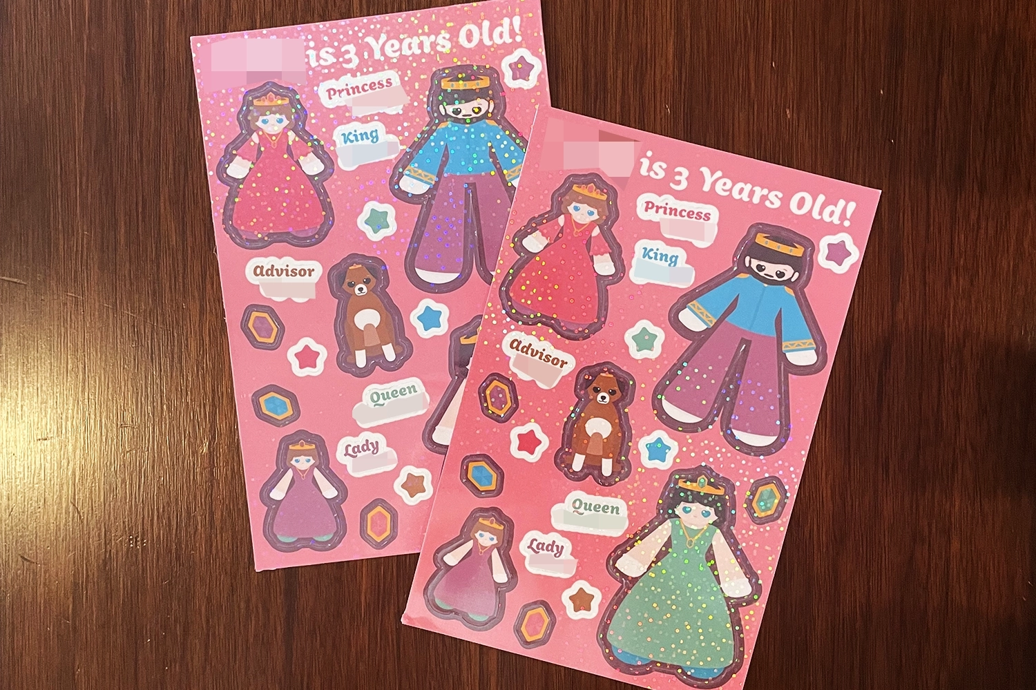 Princess themed sticker sheets