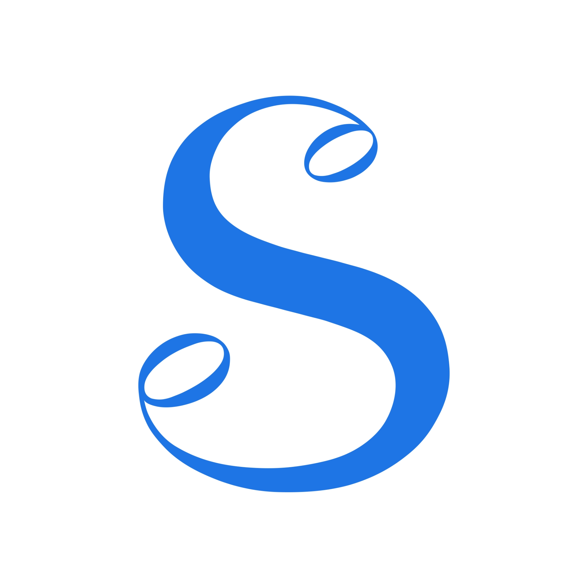 Solstice logo, a blue musical style S on a white background