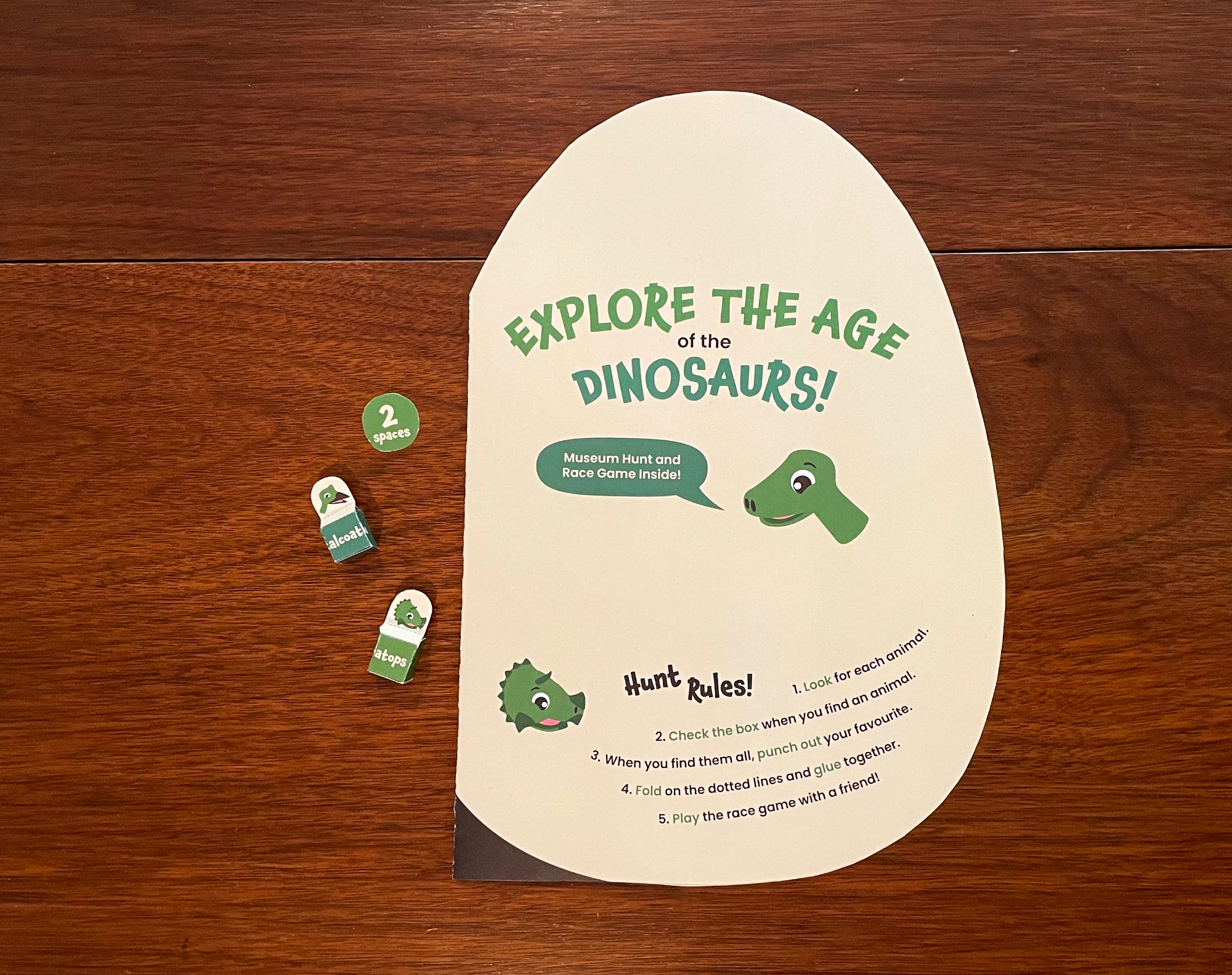 Dinosaur handout cover "Explore the Age of the Dinosaurs"