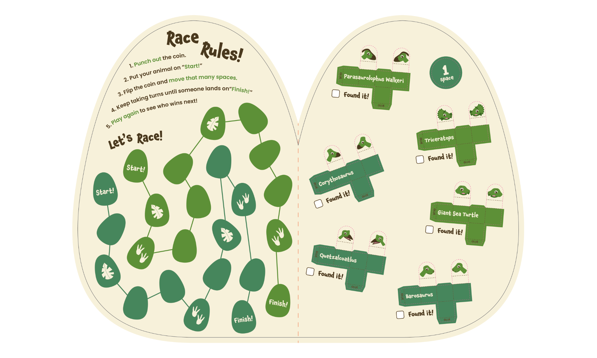 Dinosaur handout digital design inside