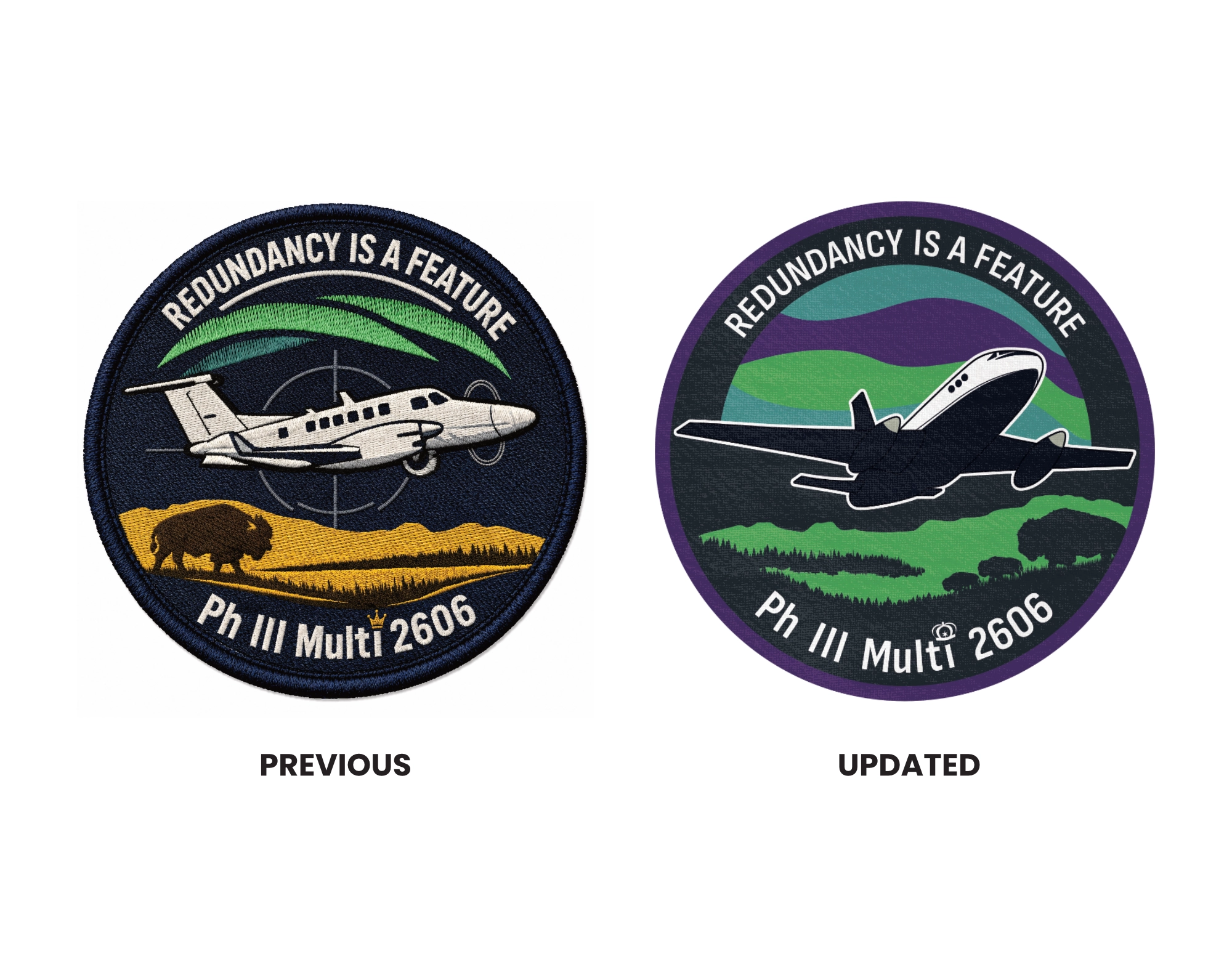 Airplane patch with 'previous' and 'updated' versions