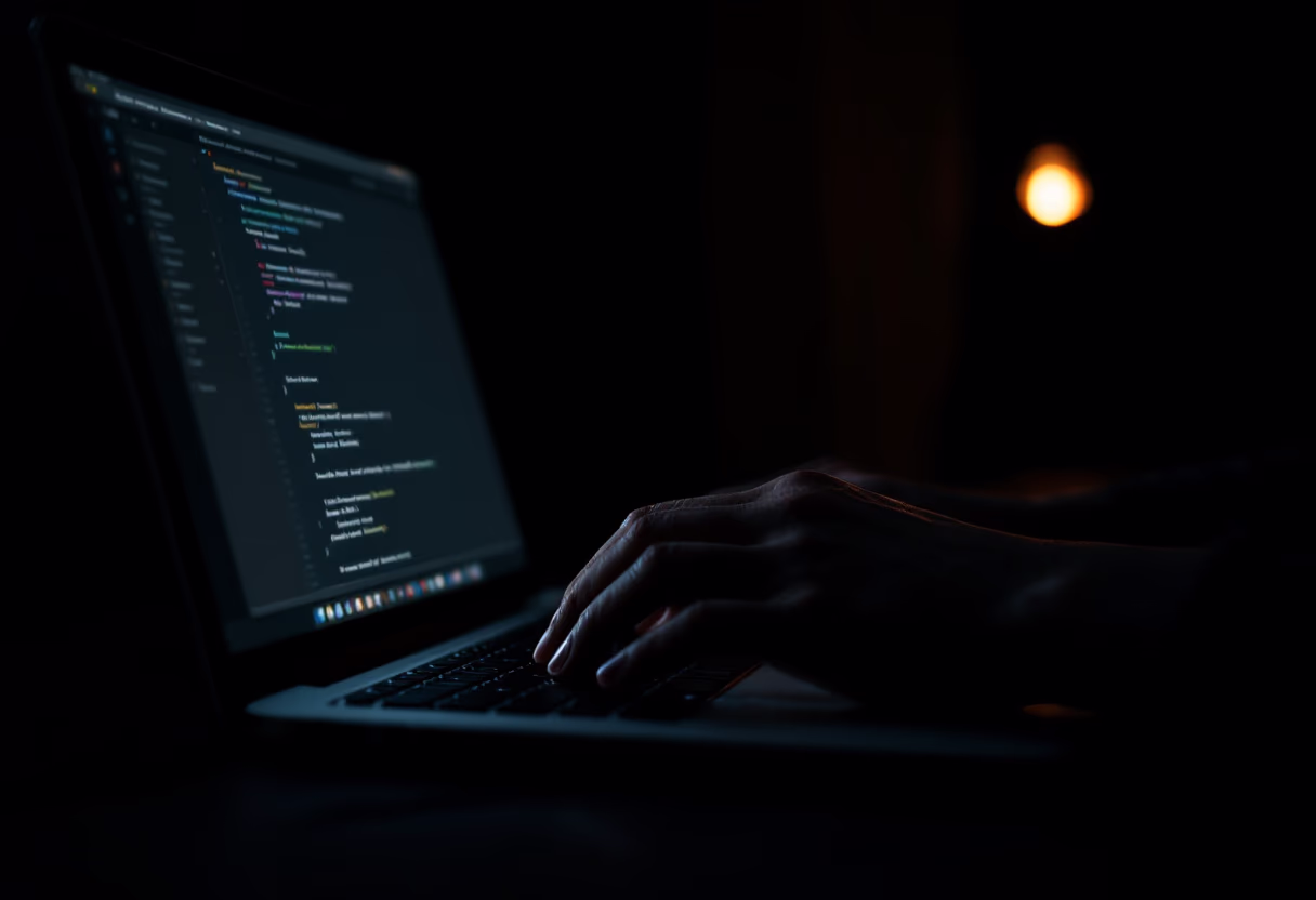 image of an individual typing on a laptop (for a productivity tools business)