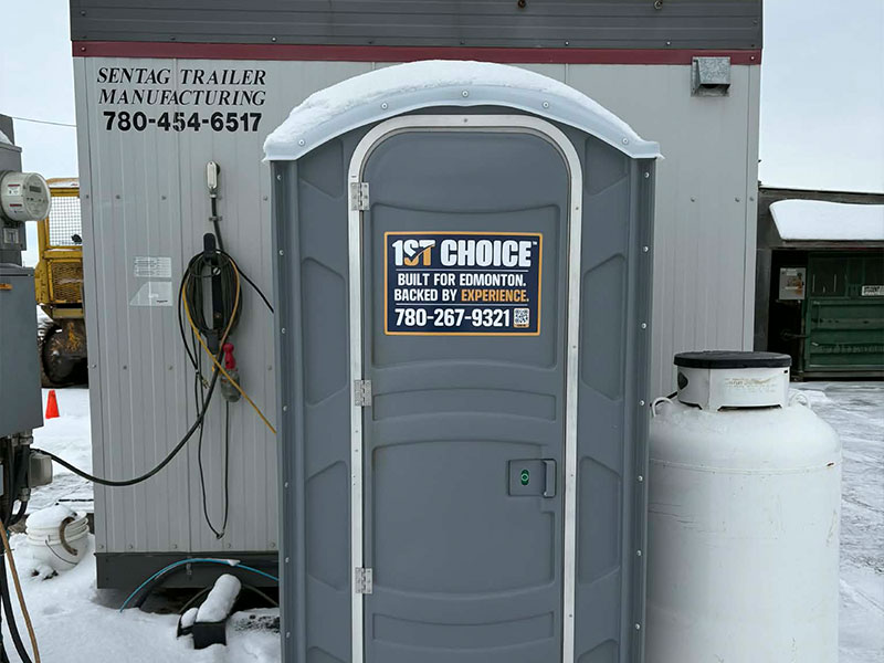 Potable Toilet installed on a construction site in Edmonton.
