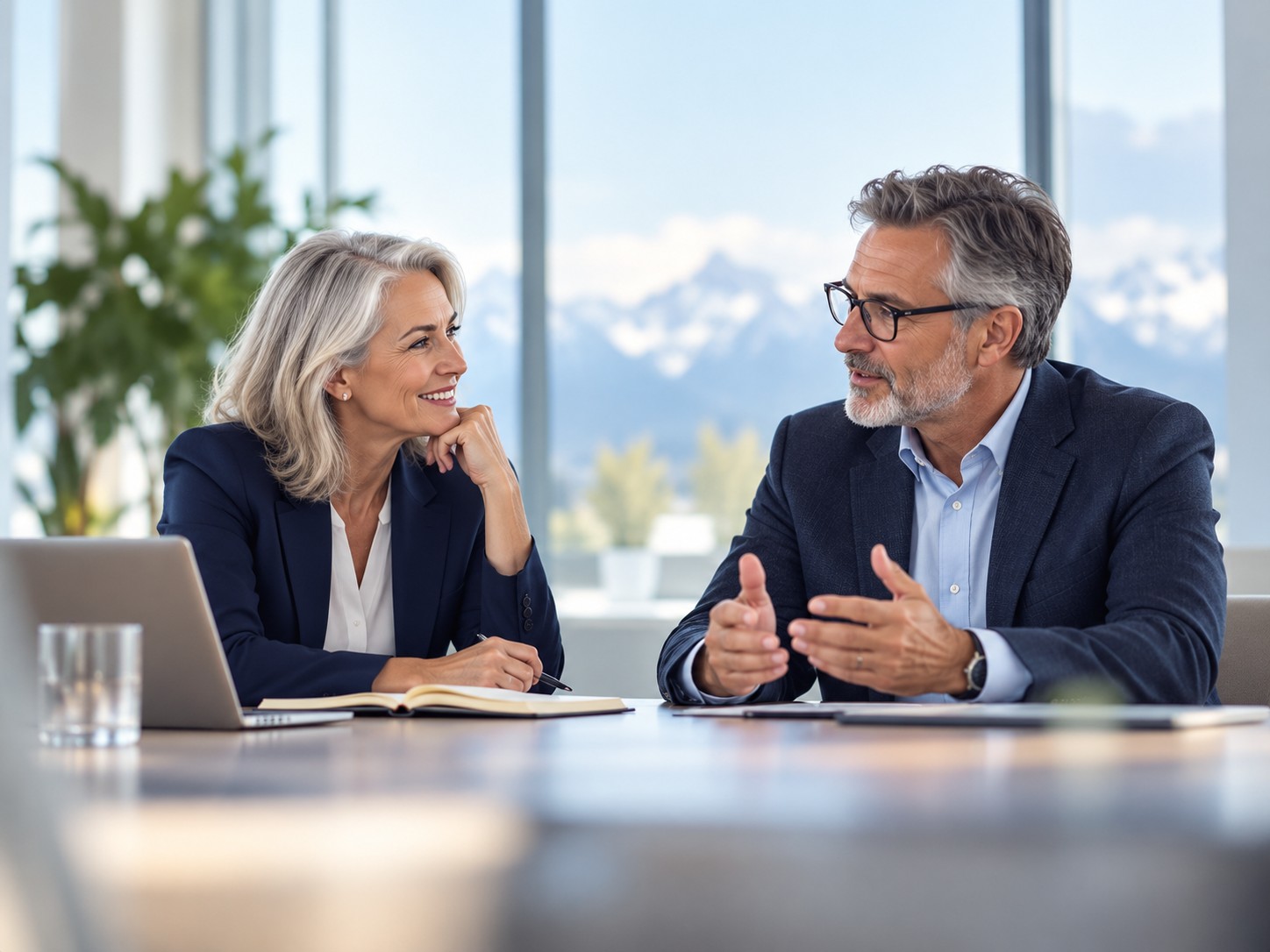 Two experienced professionals in conversation