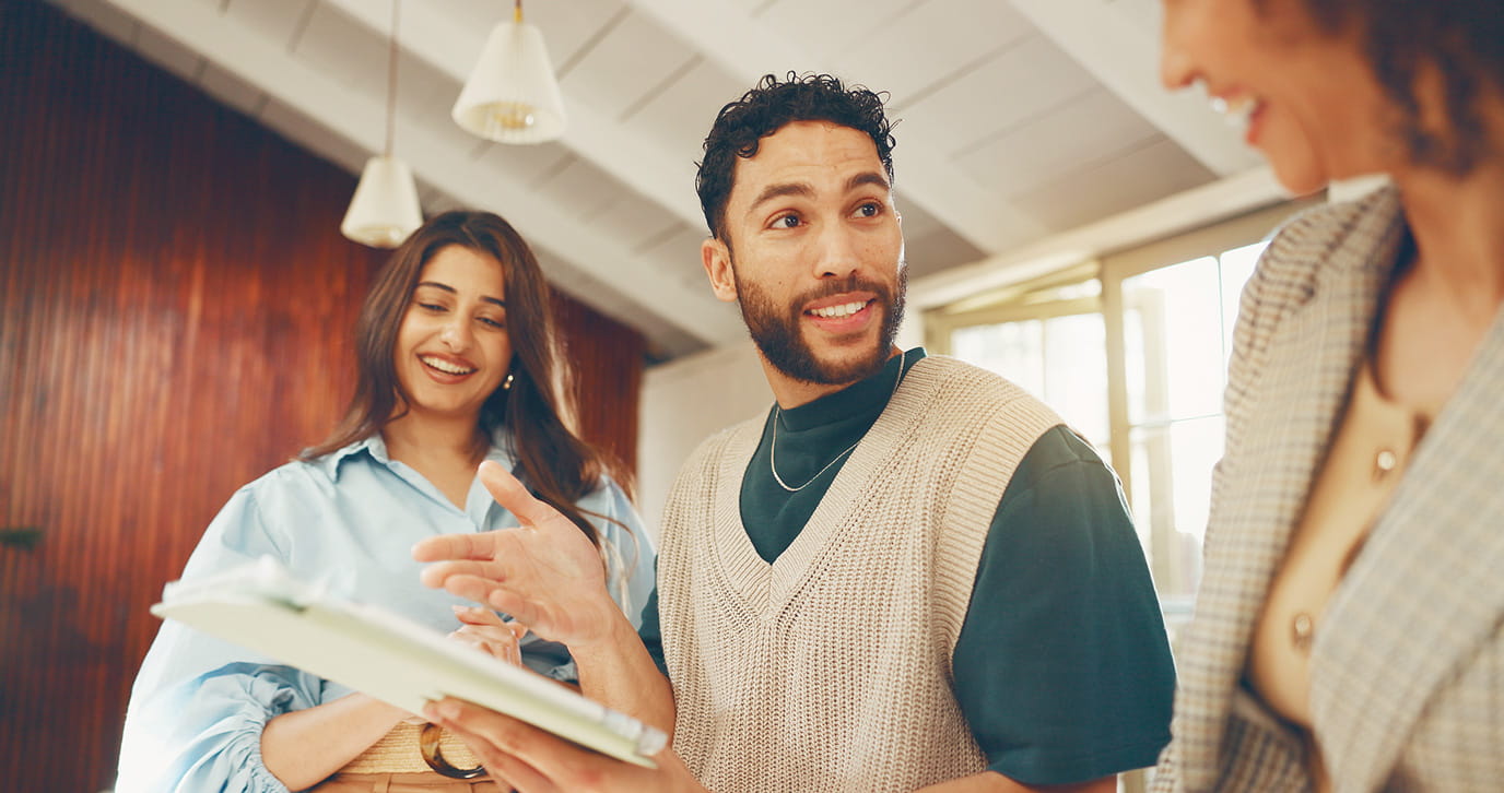 Small team working in modern office setting
