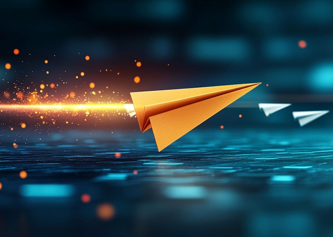 Paper airplane gliding in the right direction. Let's get your business tech flowing together!