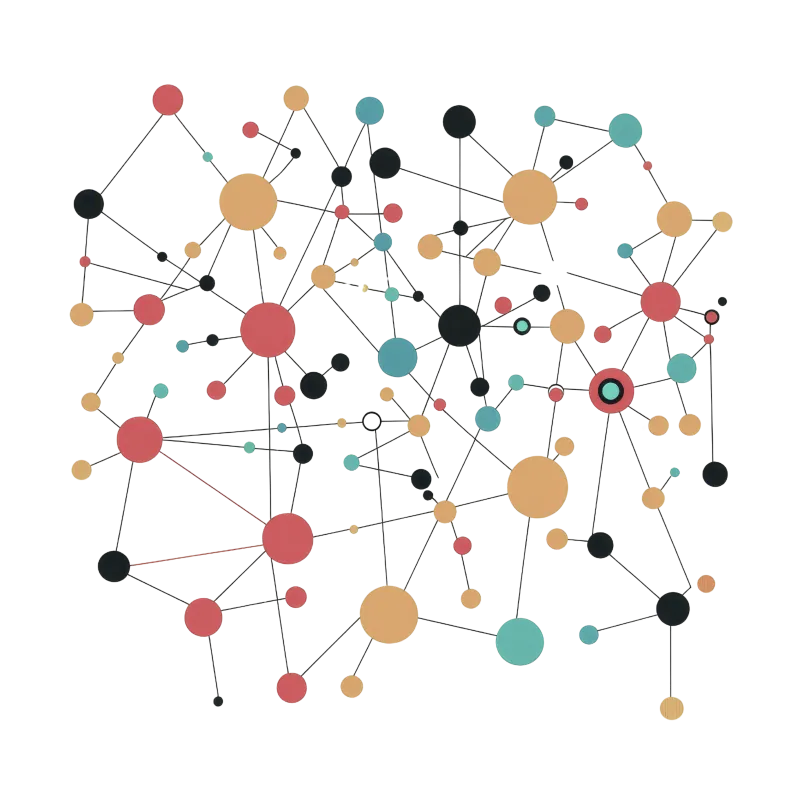Web of dots ad circles, abstract image to represent connecting individual services instead of full solutions