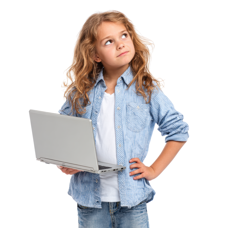 Confident girl boss who might take down your school's computer network if you aren't careful!