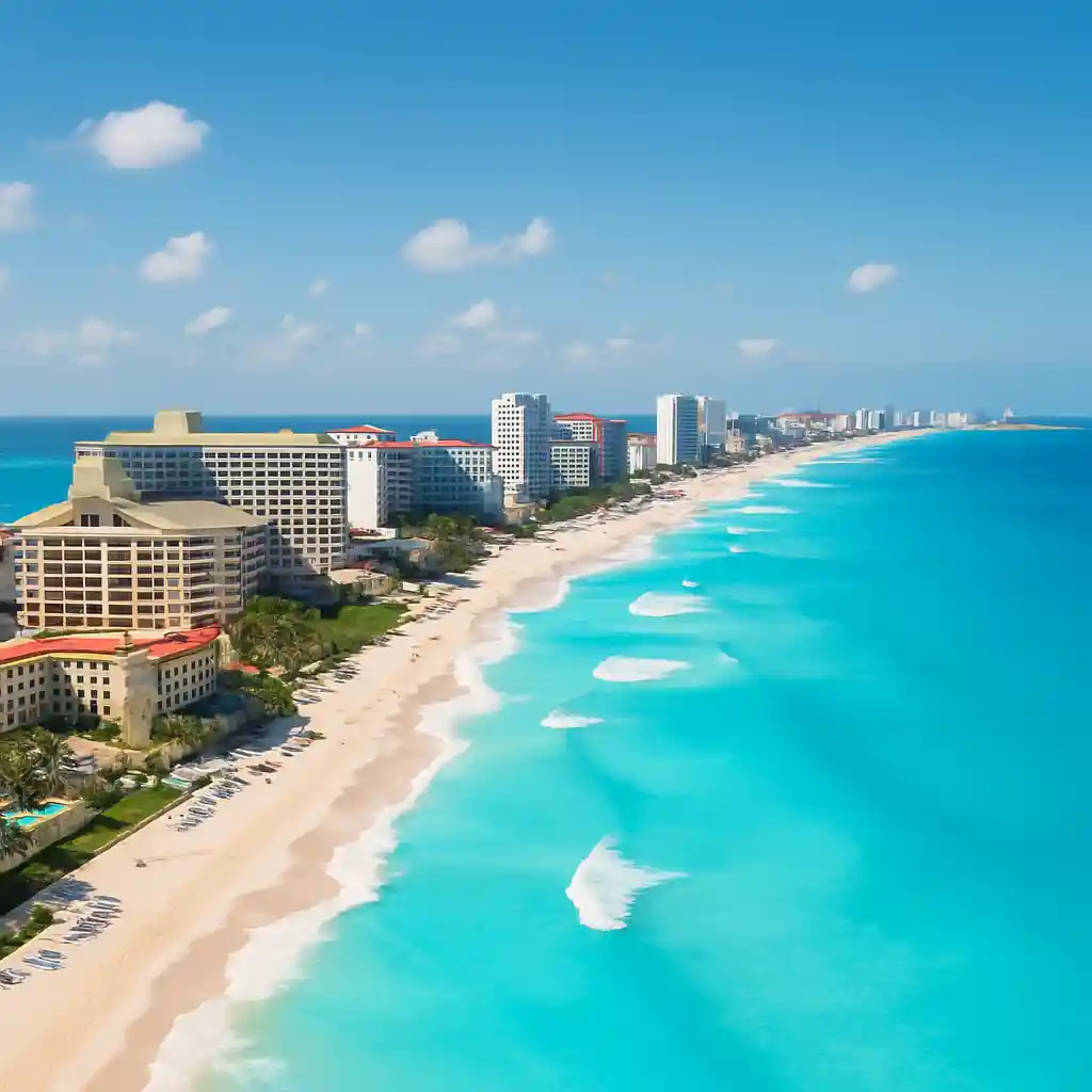 HYROX Cancún 2026 – athletes and spectators near Cancún’s beachfront hotel zone, showcasing Mexico’s tropical coast and vibrant race-cation atmosphere