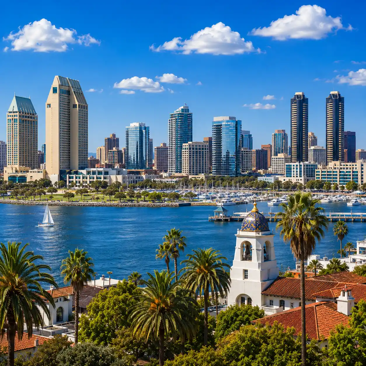 San Diego coastline and downtown skyline at sunset – HYROX San Diego 2027 racecation backdrop