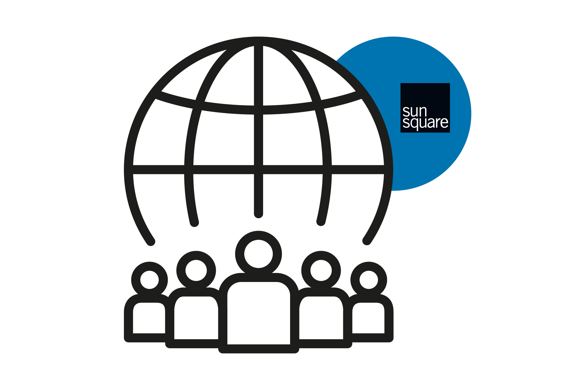 Illustration des SunSquare Partnernetzwerks mit Weltkugel