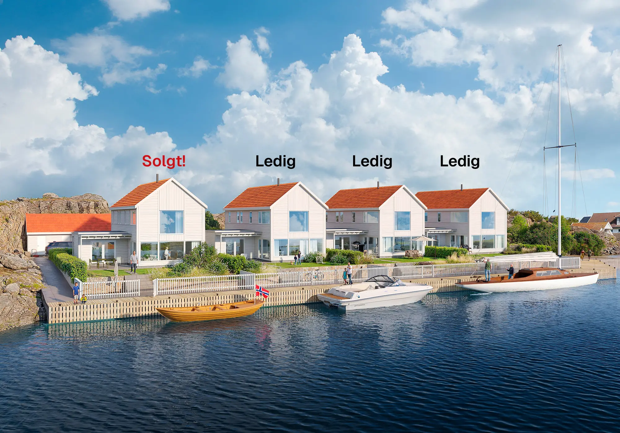 Salong og spisebord med utsikt