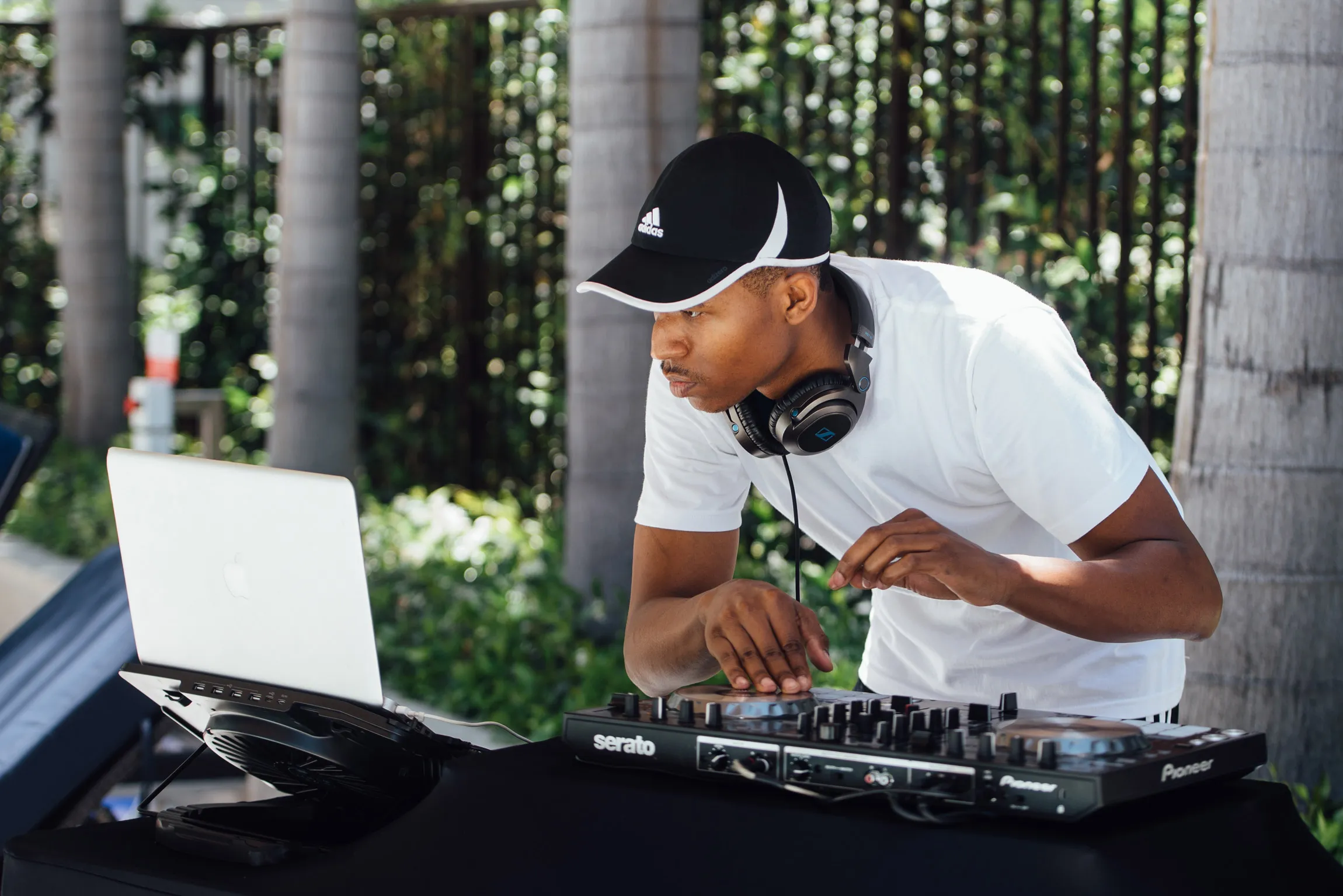 DJ at turning tables