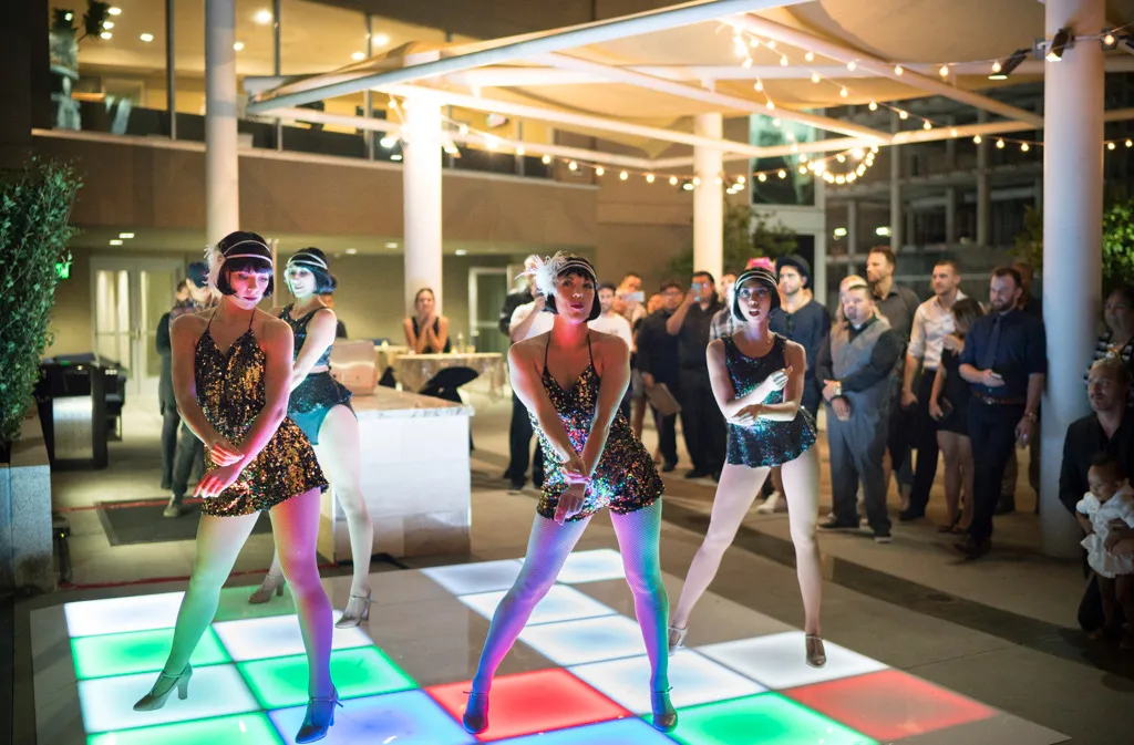 Female dancers at a nighttime event