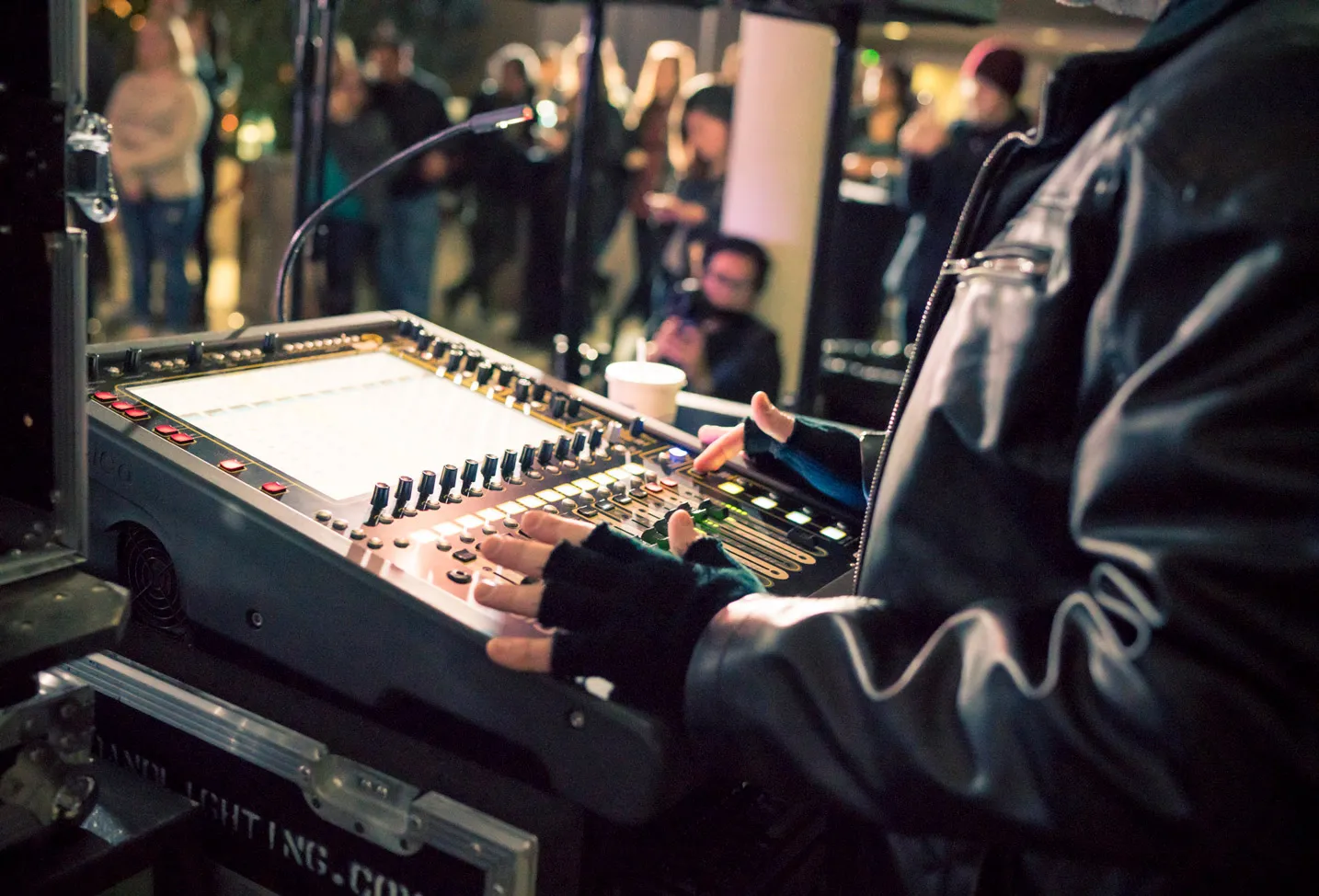 Close up show of a sound desk at an event
