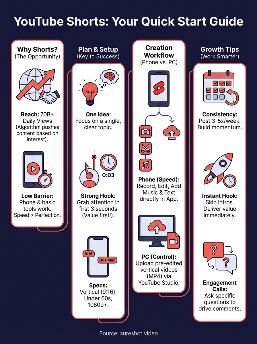 youtube shorts tutorial infographic