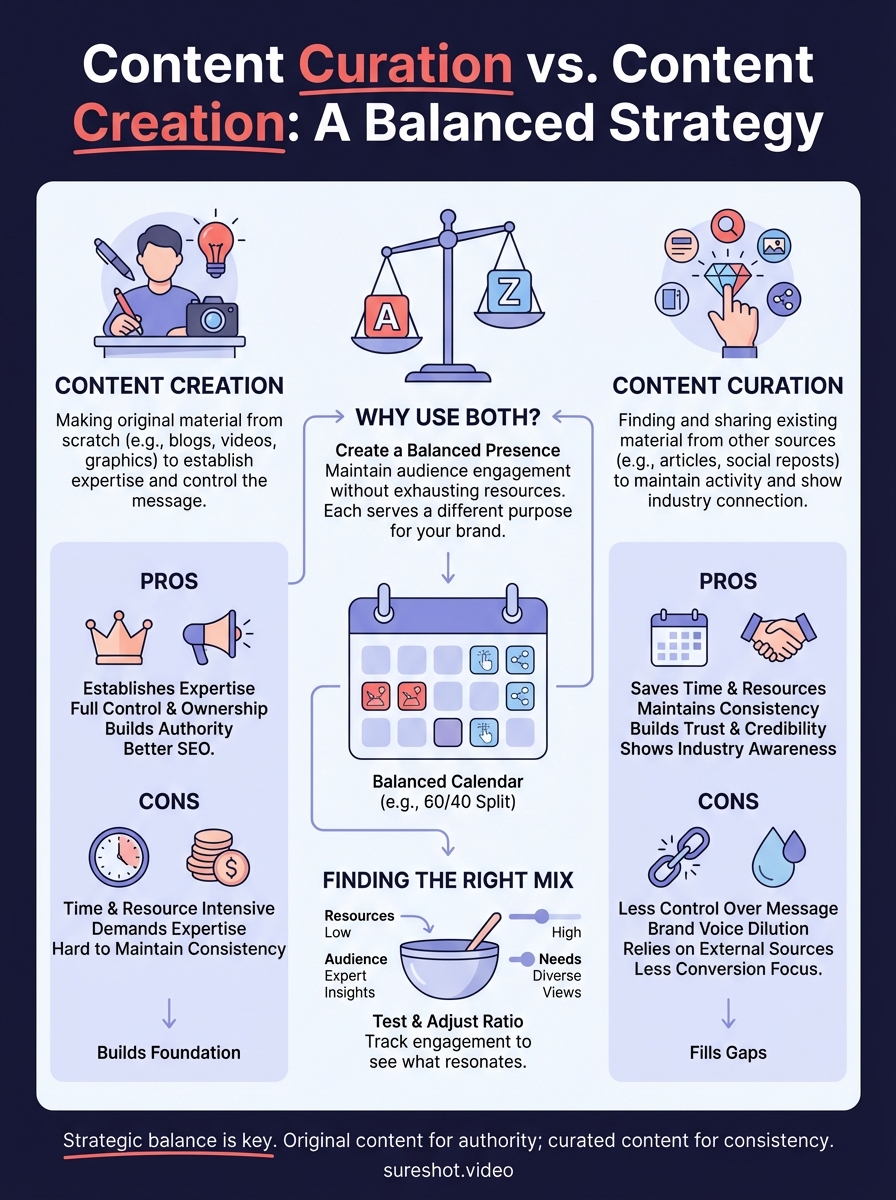 content curation vs content creation infographic