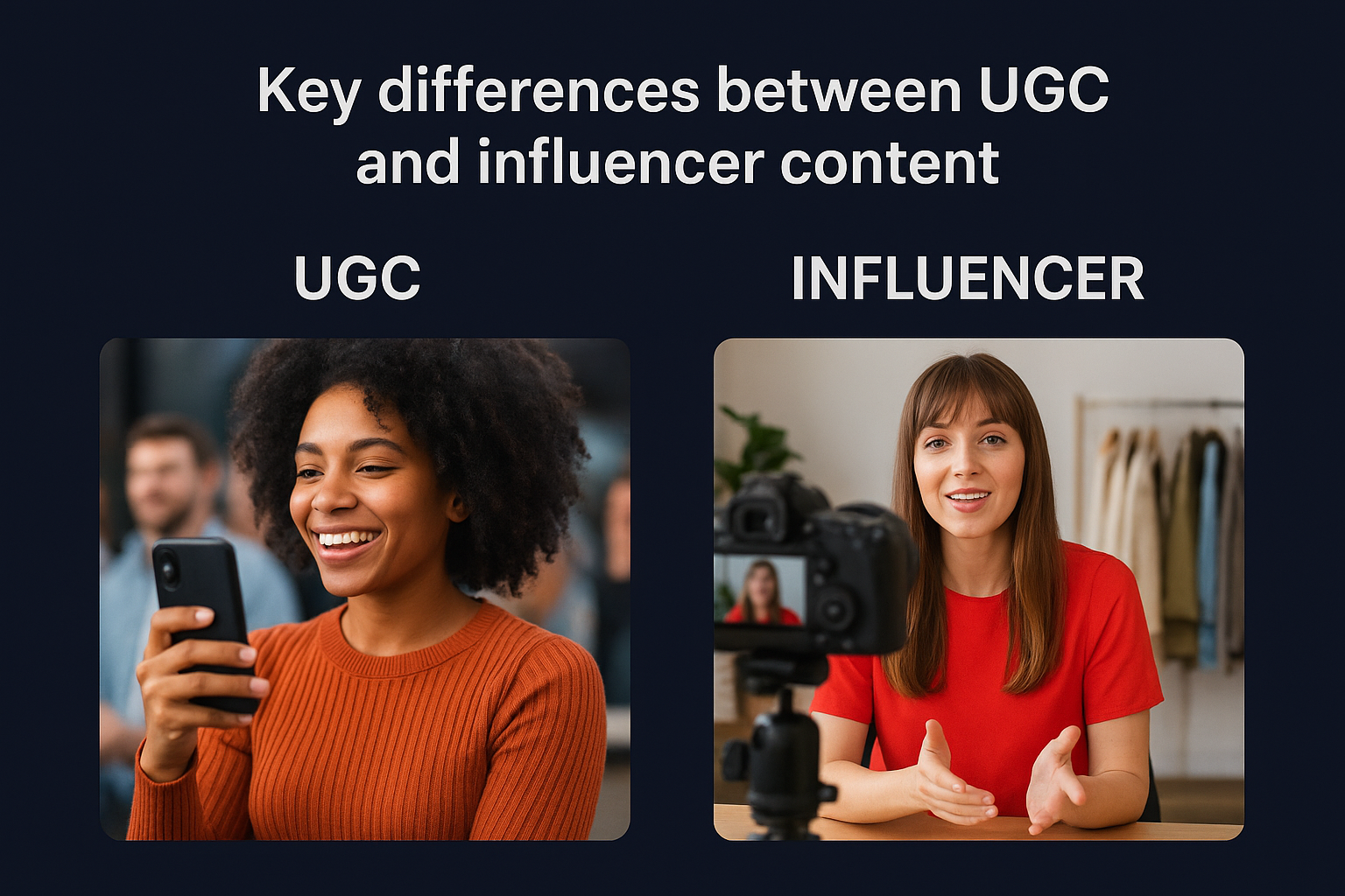 Key differences between UGC and influencer content