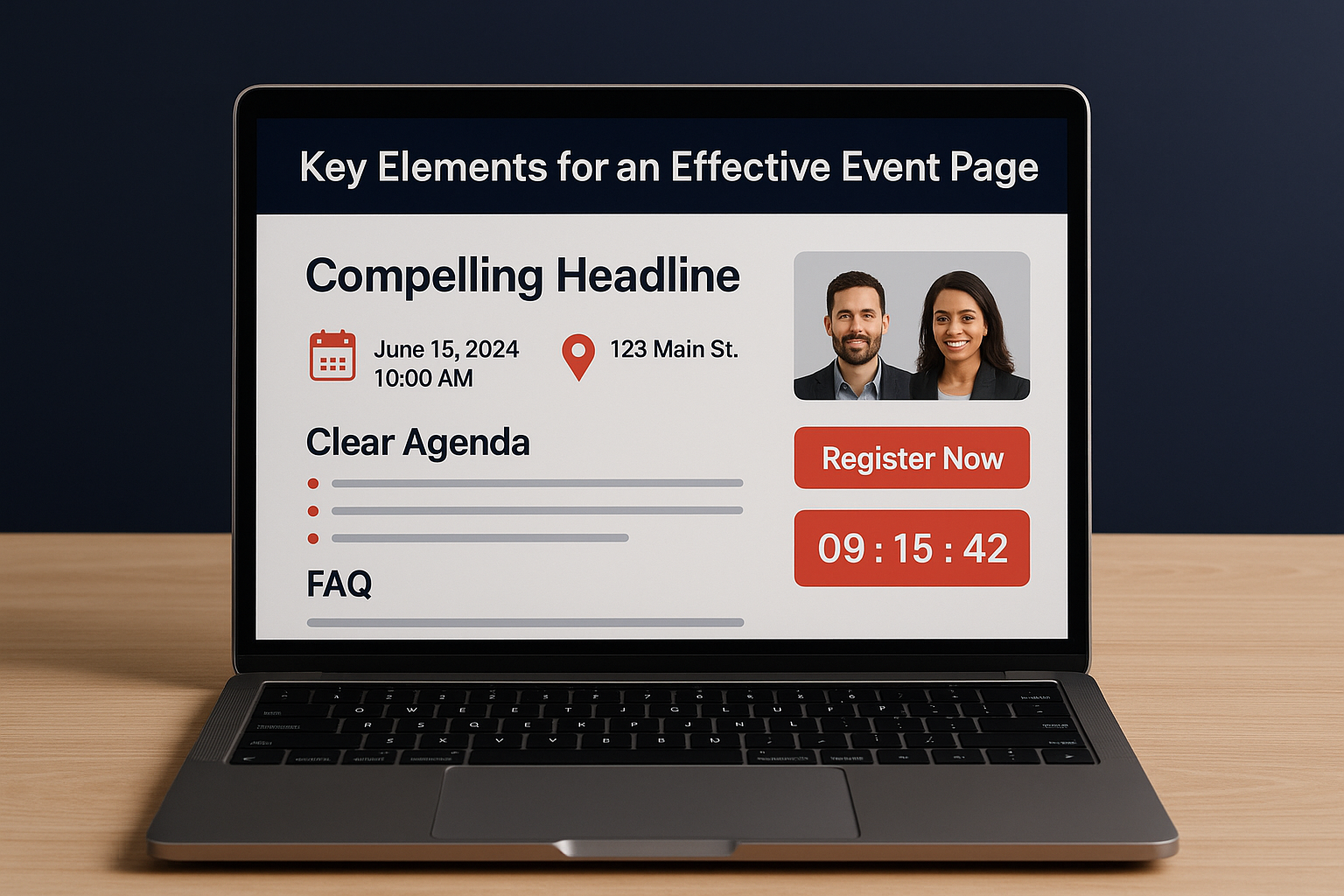 Key elements for an effective event page