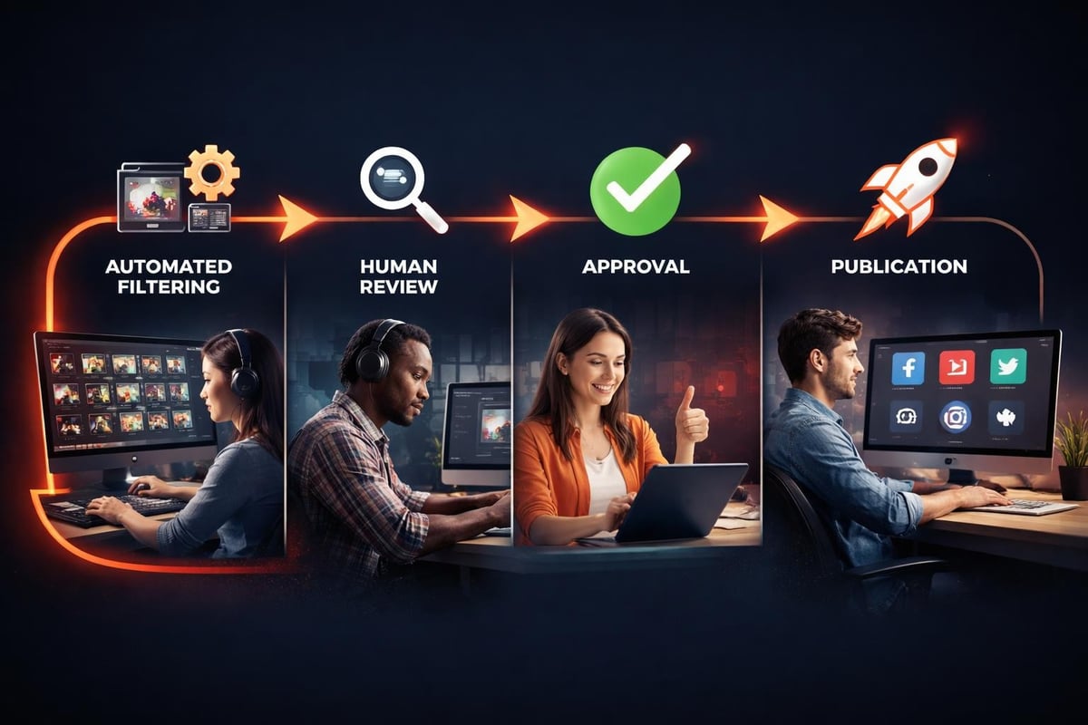 Content review workflow stages
