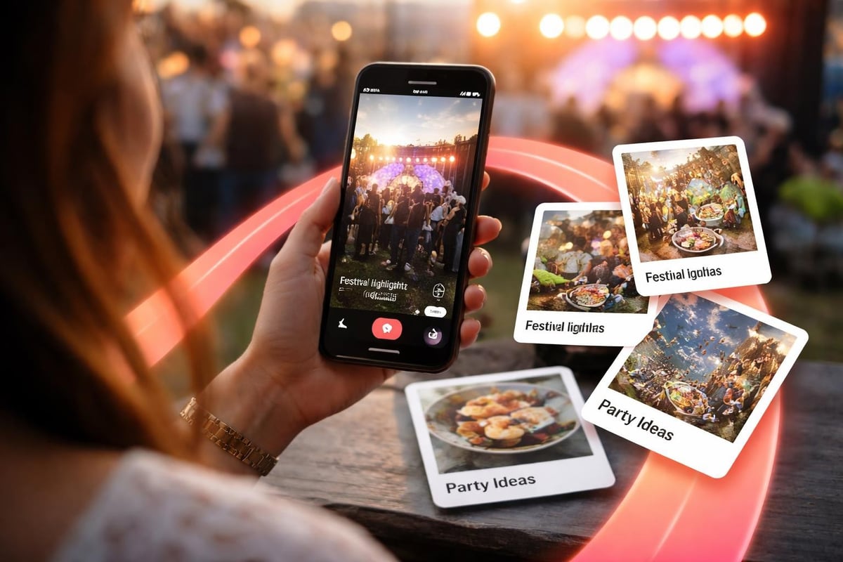 Pin videos connecting event content to social discovery