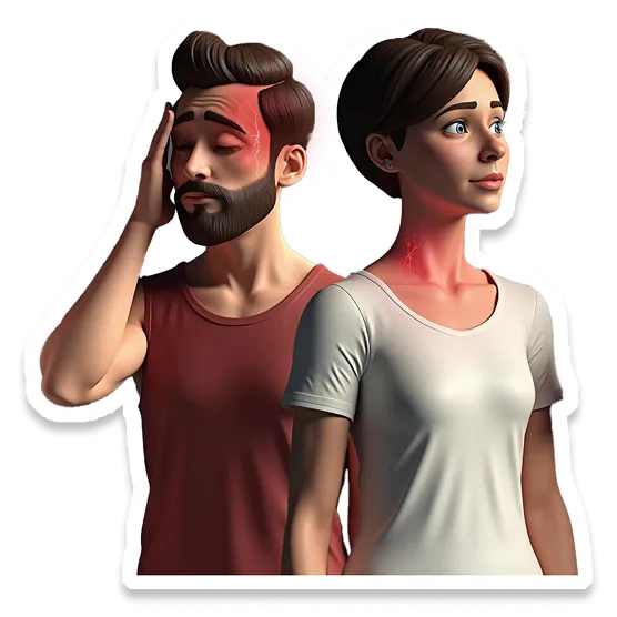 An image of a man and a woman with painted pain.