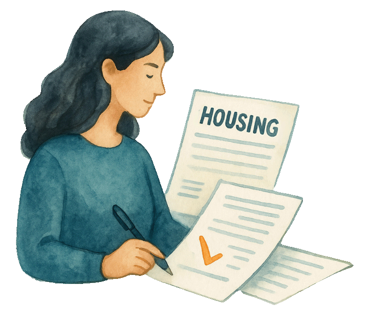 Illustration of women looking at applications