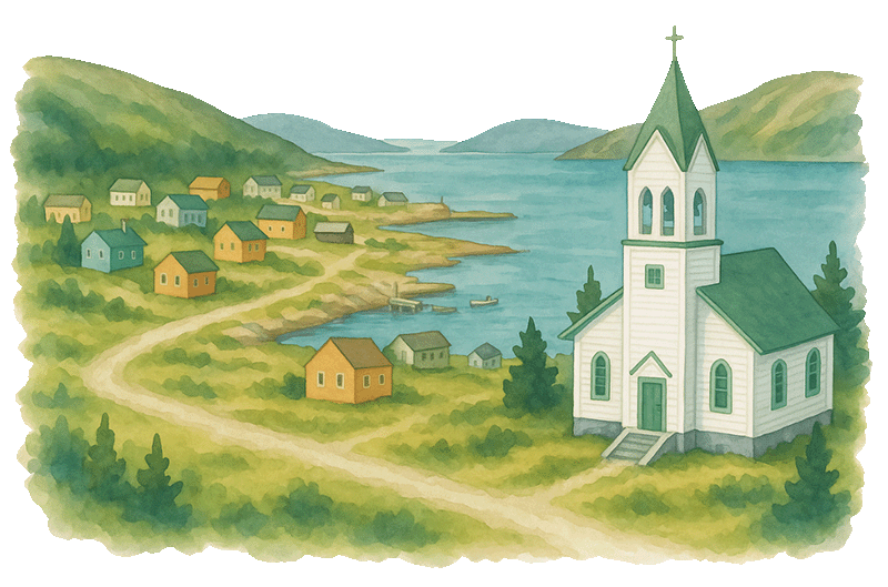 Illustration of church in Nunatsiavut