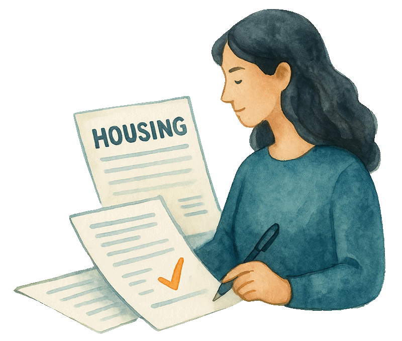 A woman reviewing applications
