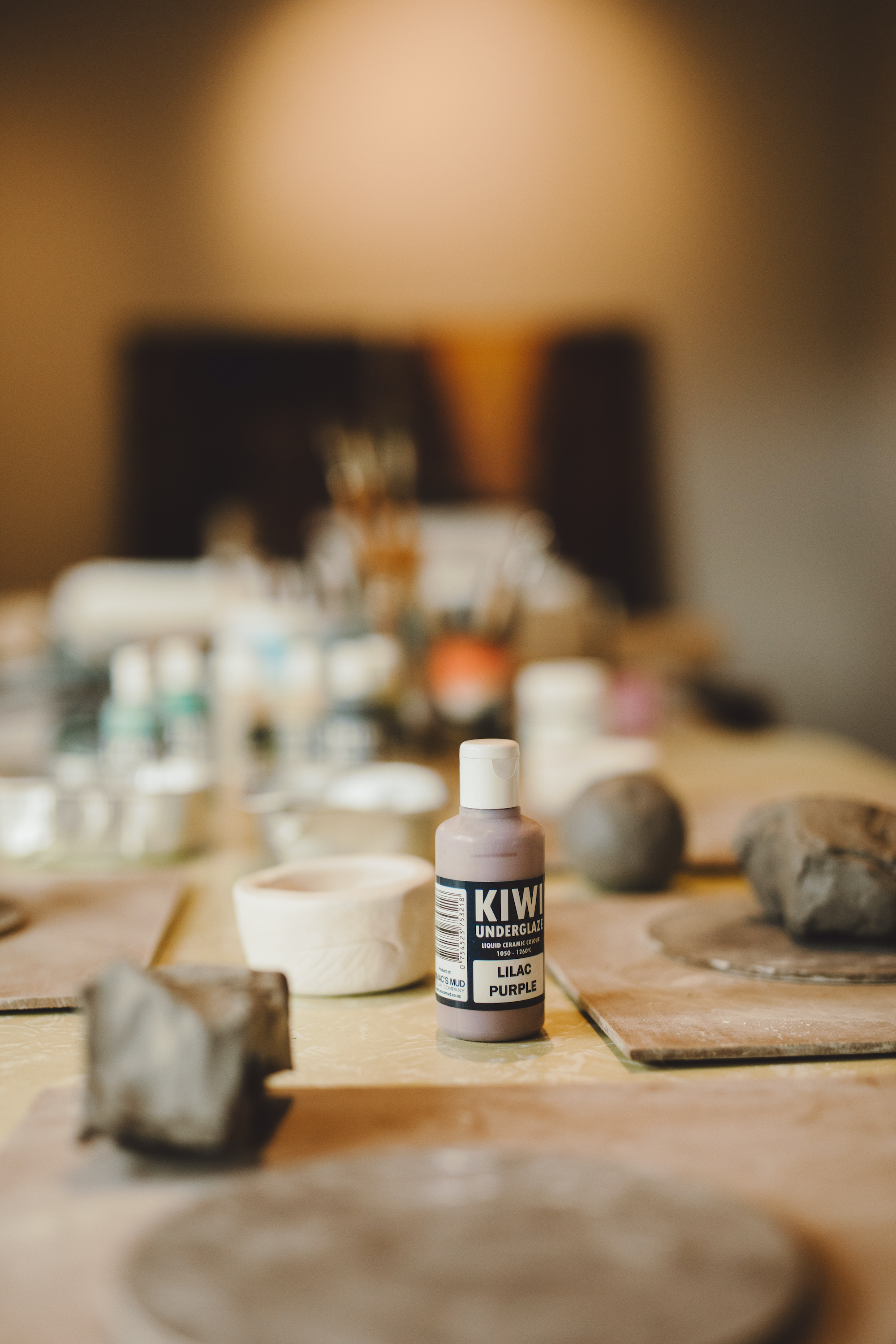 art workshop with clay and pottery