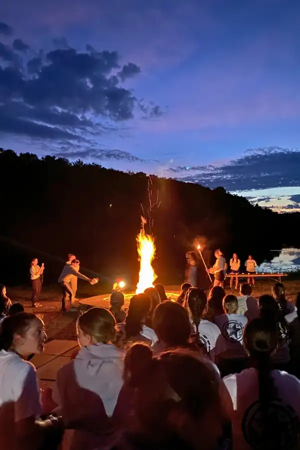 Camp fire nights at summer camp