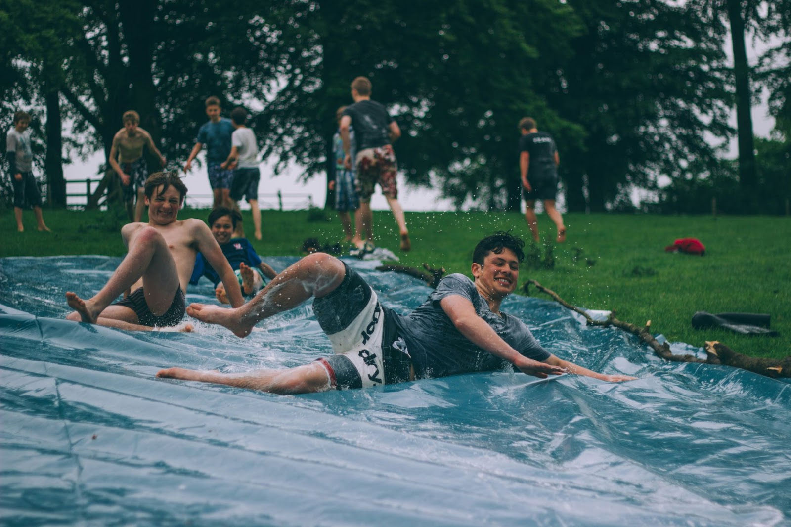 Campers playing in the water during summer camp California.