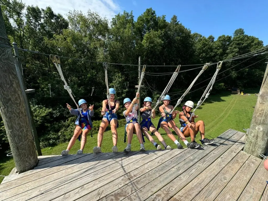 Campers at YMCA Storer Camps on the high rope course