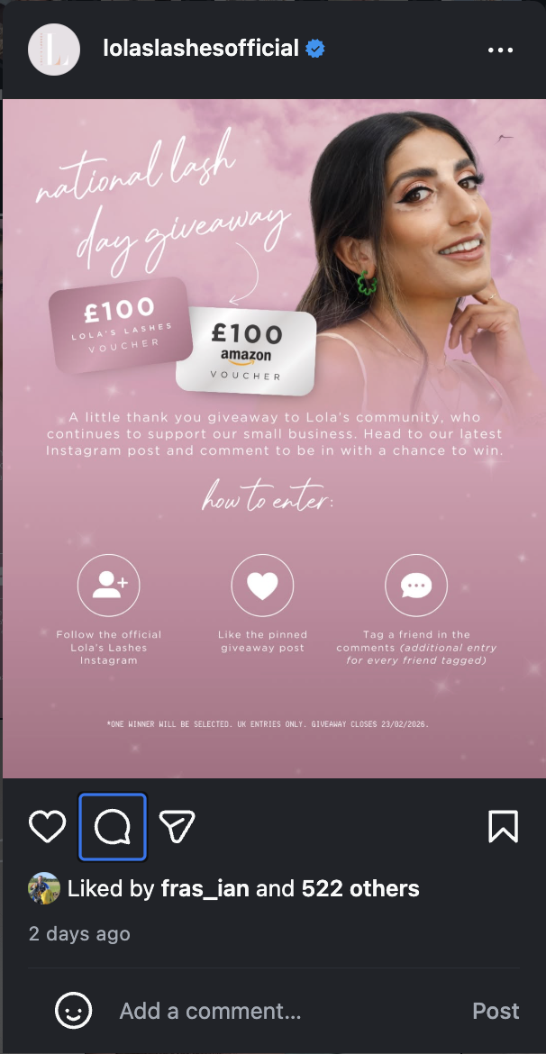 Lola's Lashes ad creative