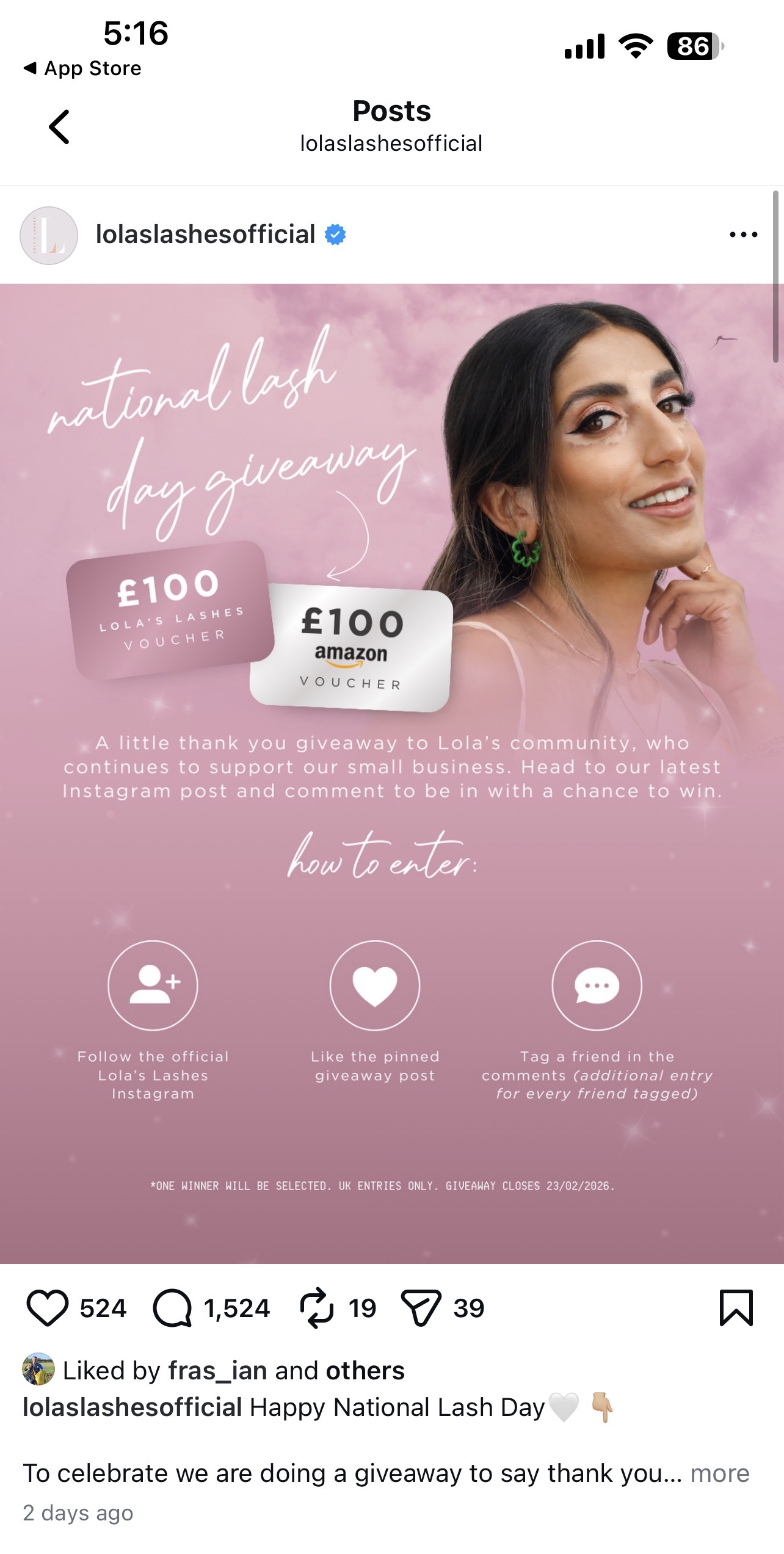 Lola's Lashes ad