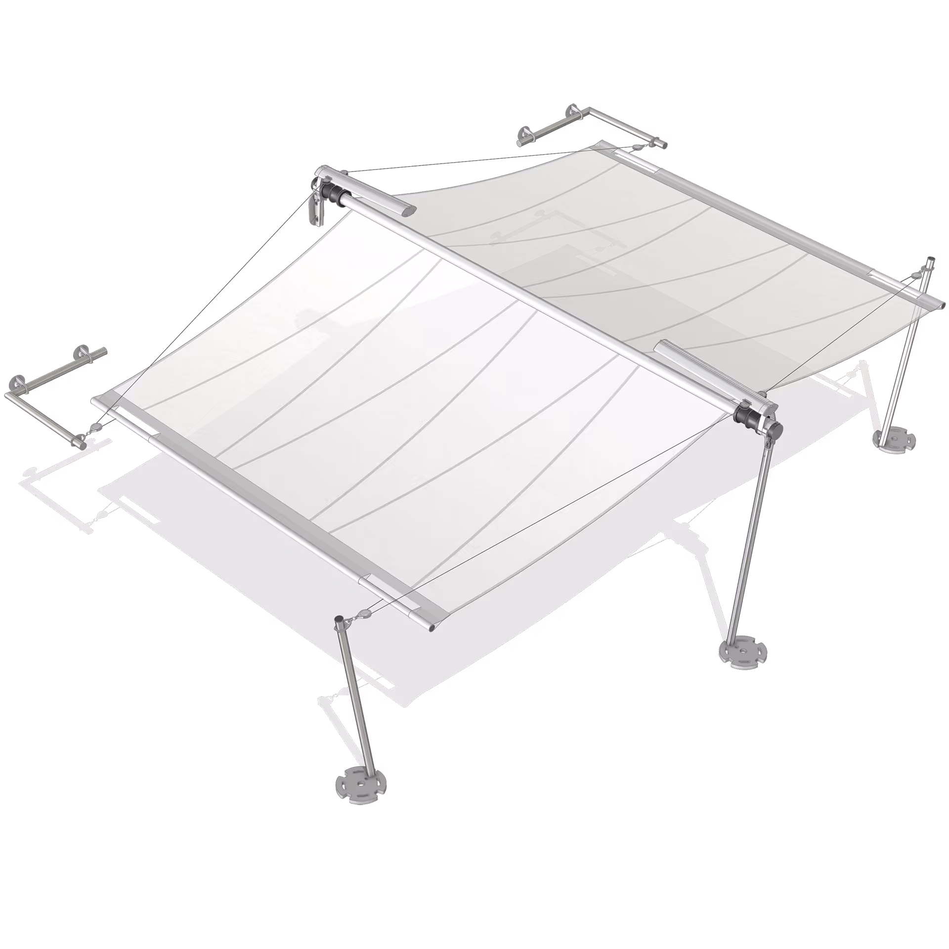 Both-sided elegance - the two-sided rectangular system from SunSquare is suitable for sails with an area of up to 76 m².