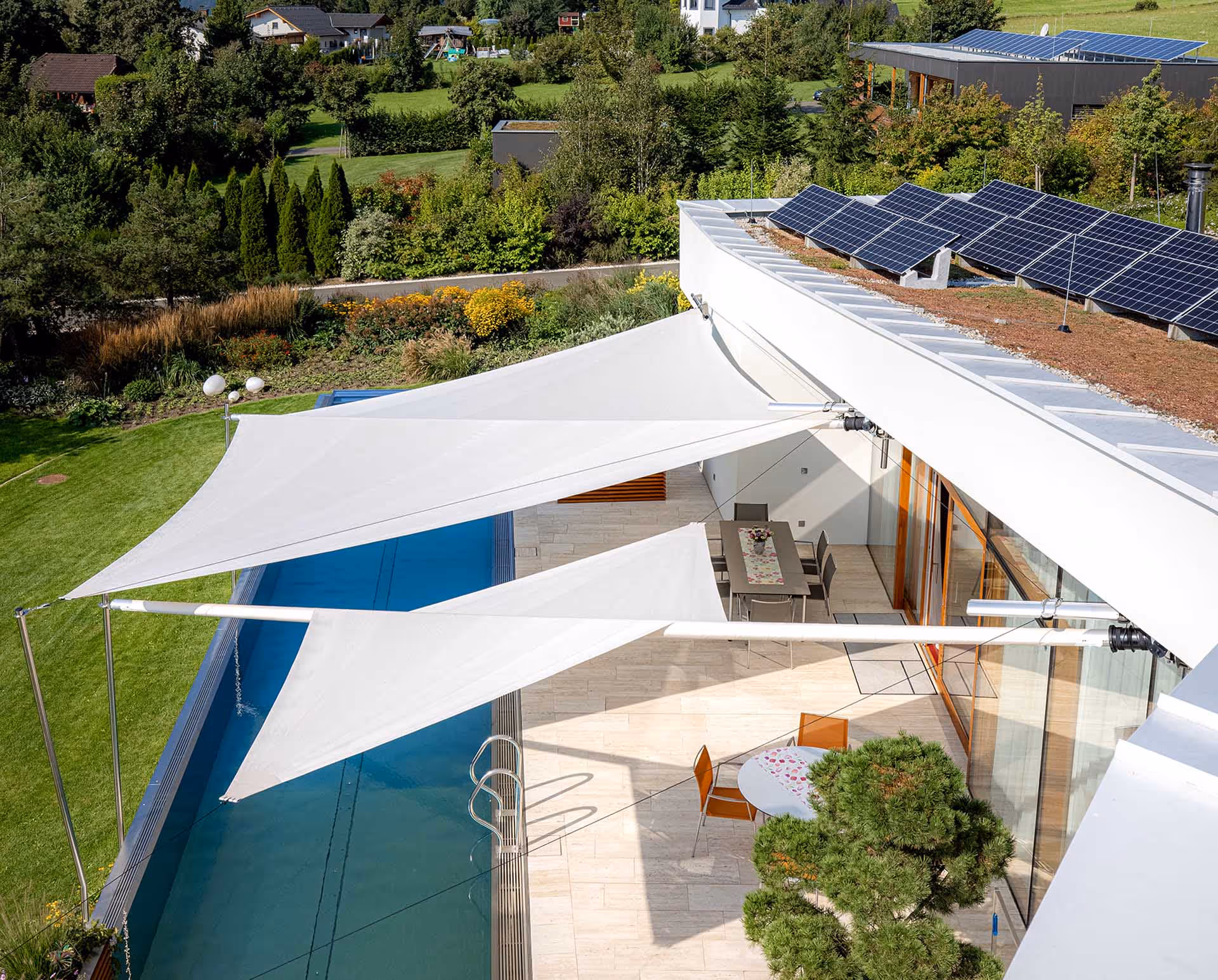 Versetzte Segelenden sind bei SunSquare kein Problem.